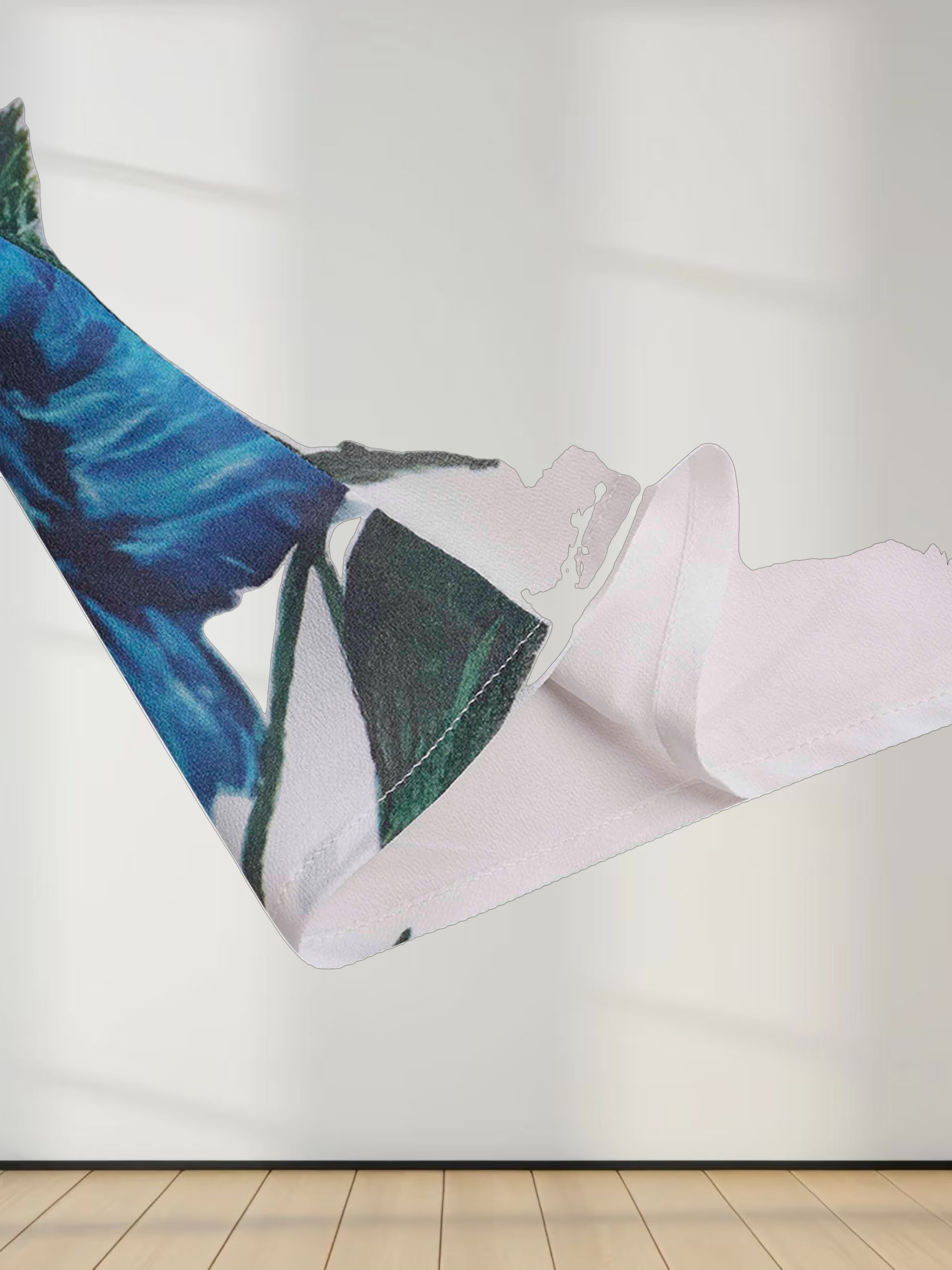 Printed Shirred Pocket Dress-Blue Floral