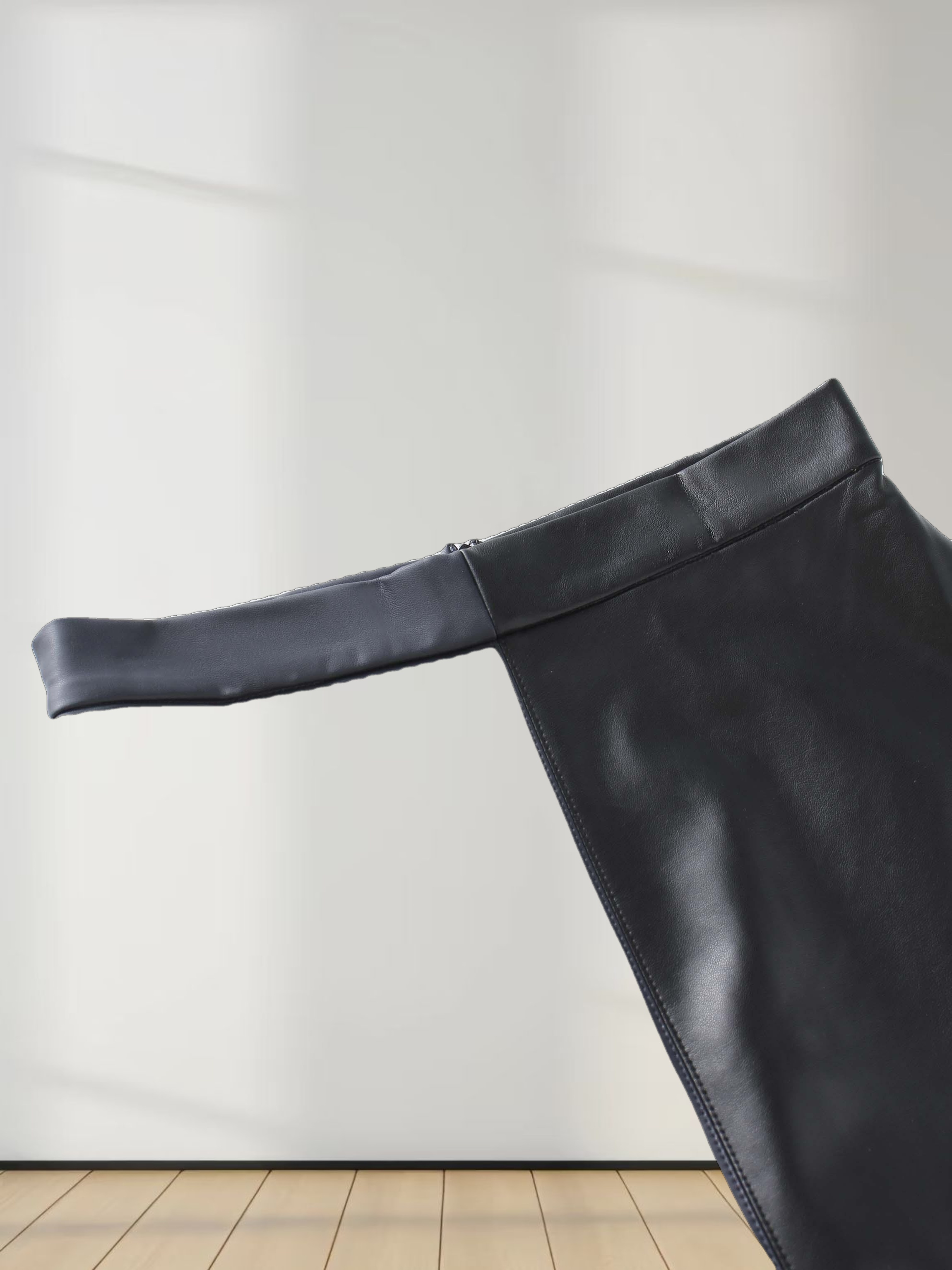 Two Tone Leather Skirt-Black/Blue