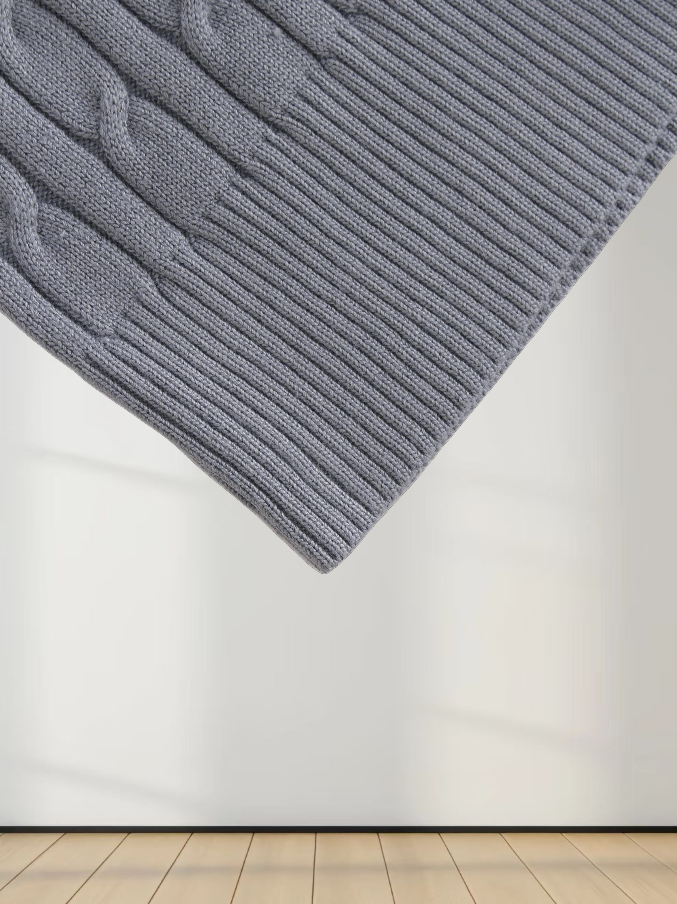 Knit Cable Sweater-Slate Blue