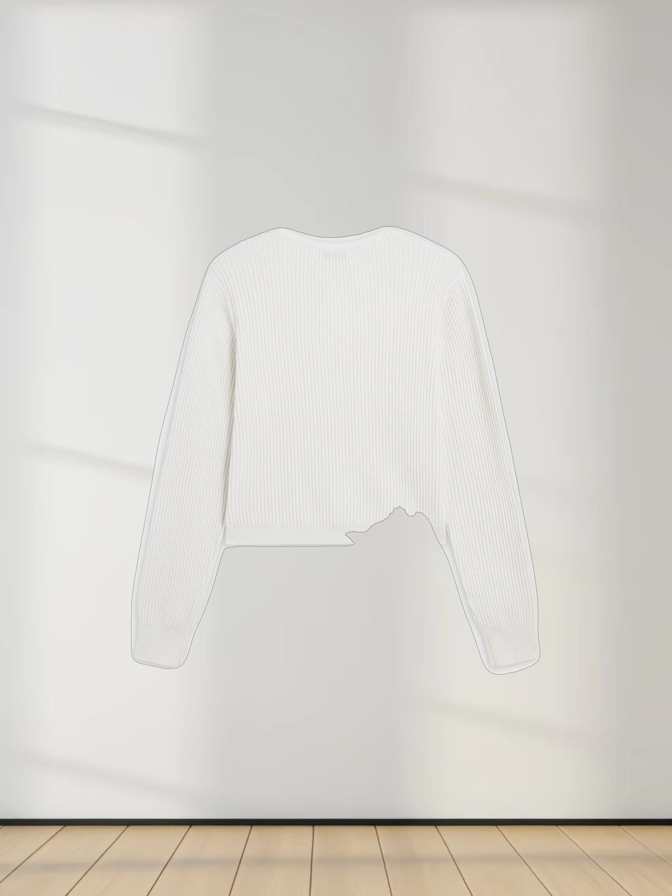 Button Down Ribbed Cardigan-Ivory