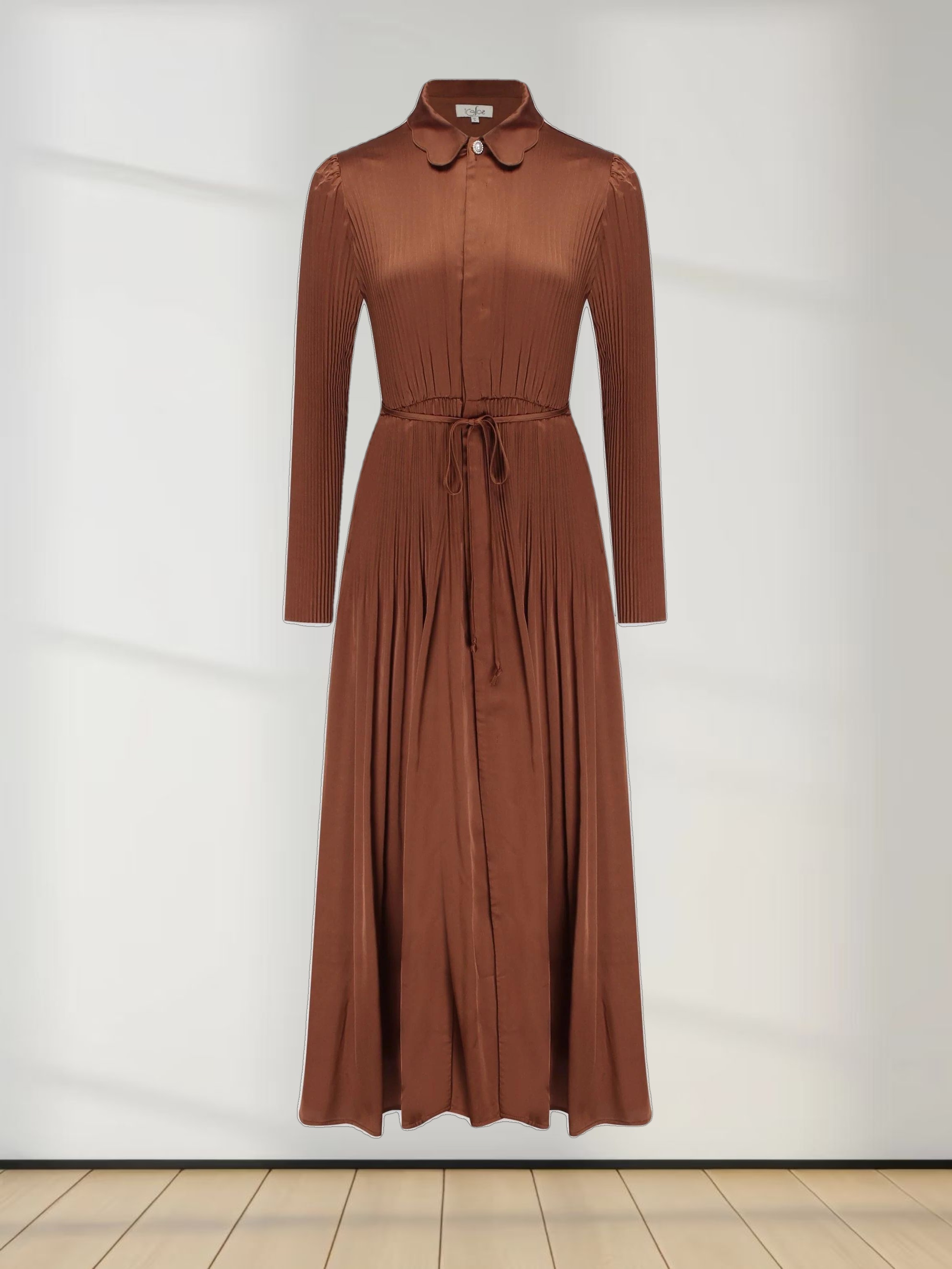 Micro Pleat Dress-Bronze