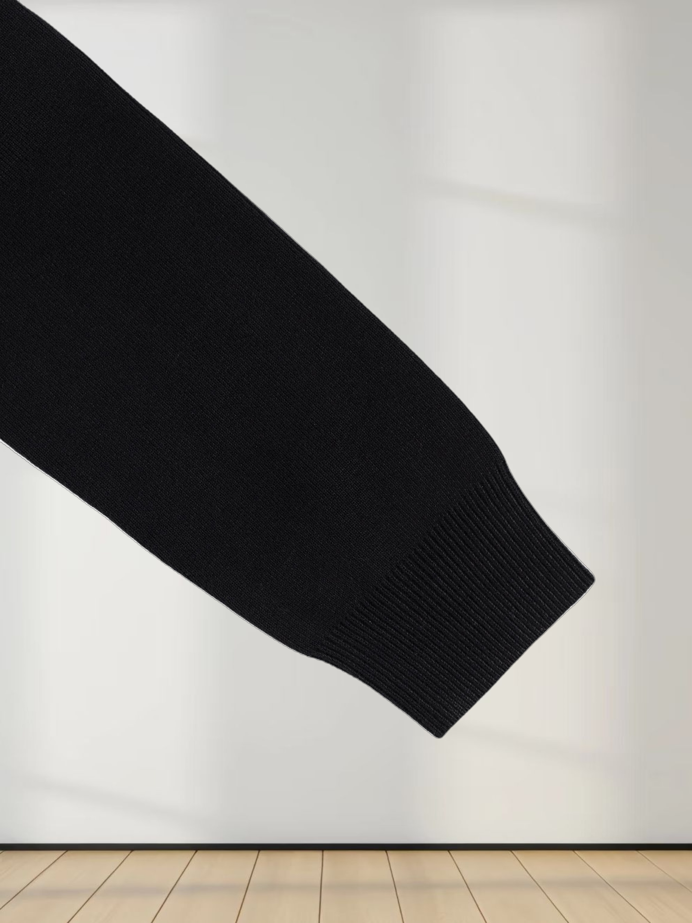 Mock Neck Thin Knit Sweater-Black