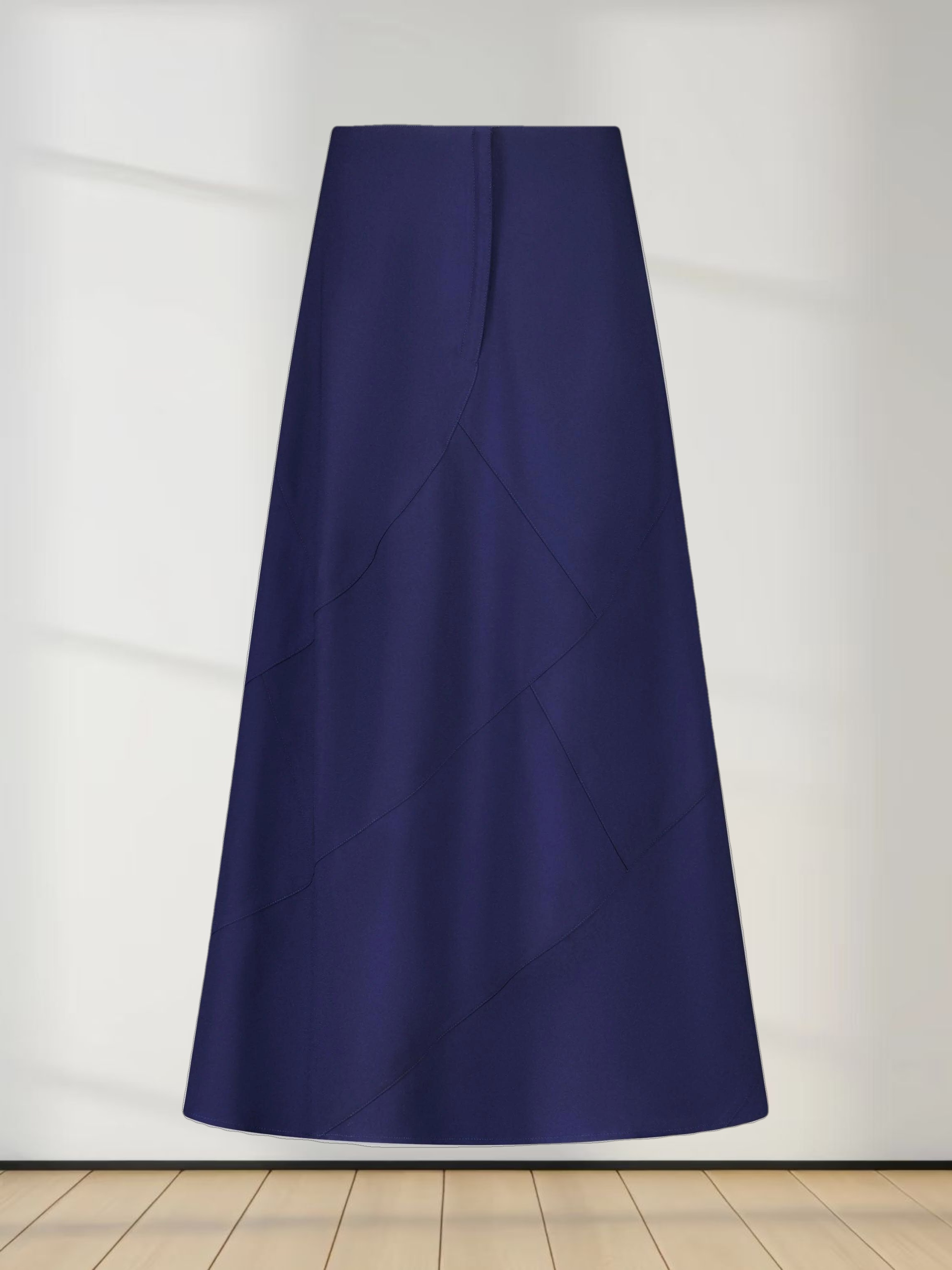 Seamed A-Line Skirt-Navy