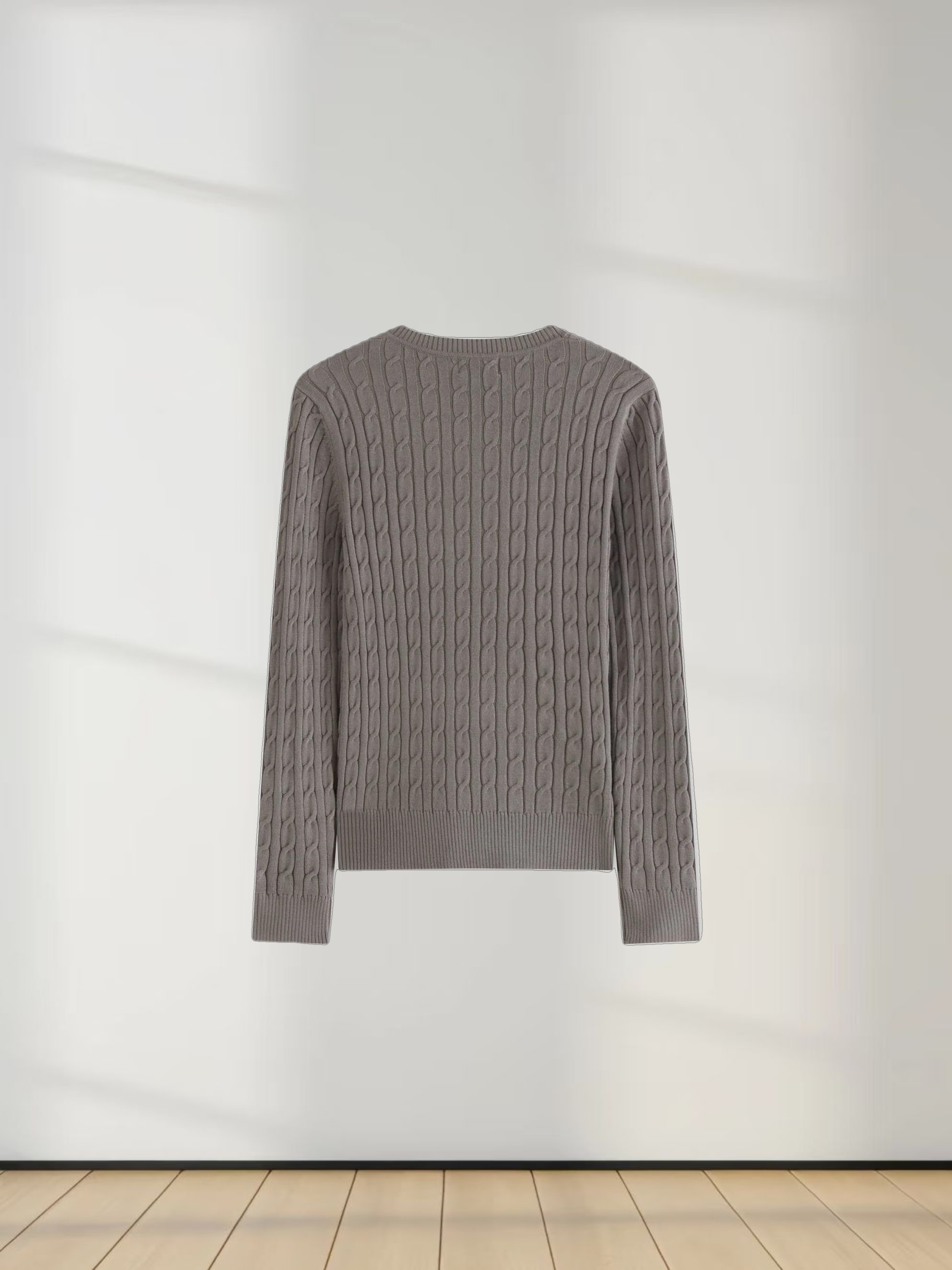 Knit Cable Sweater-Clay