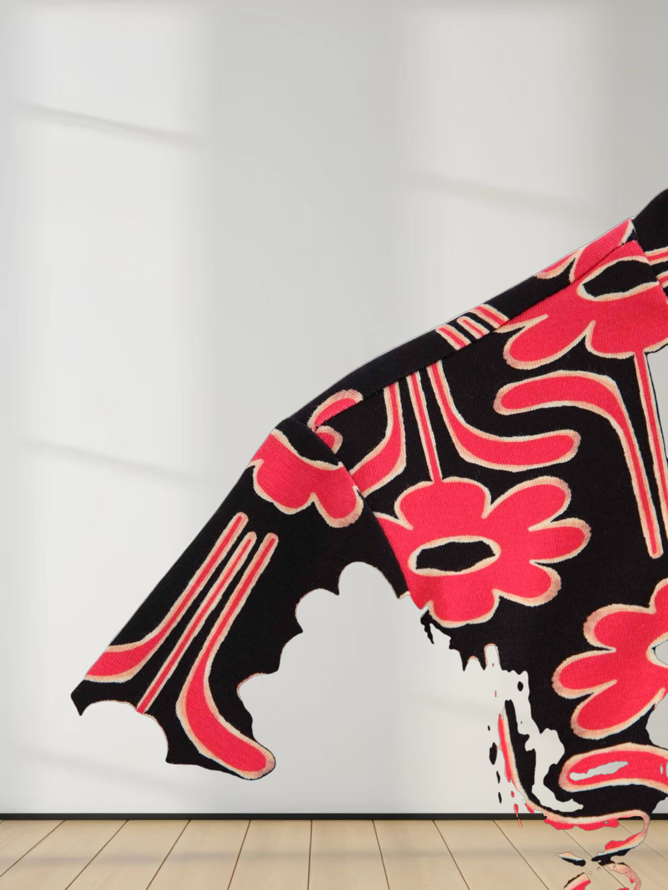 Design Turtleneck-Black Floral