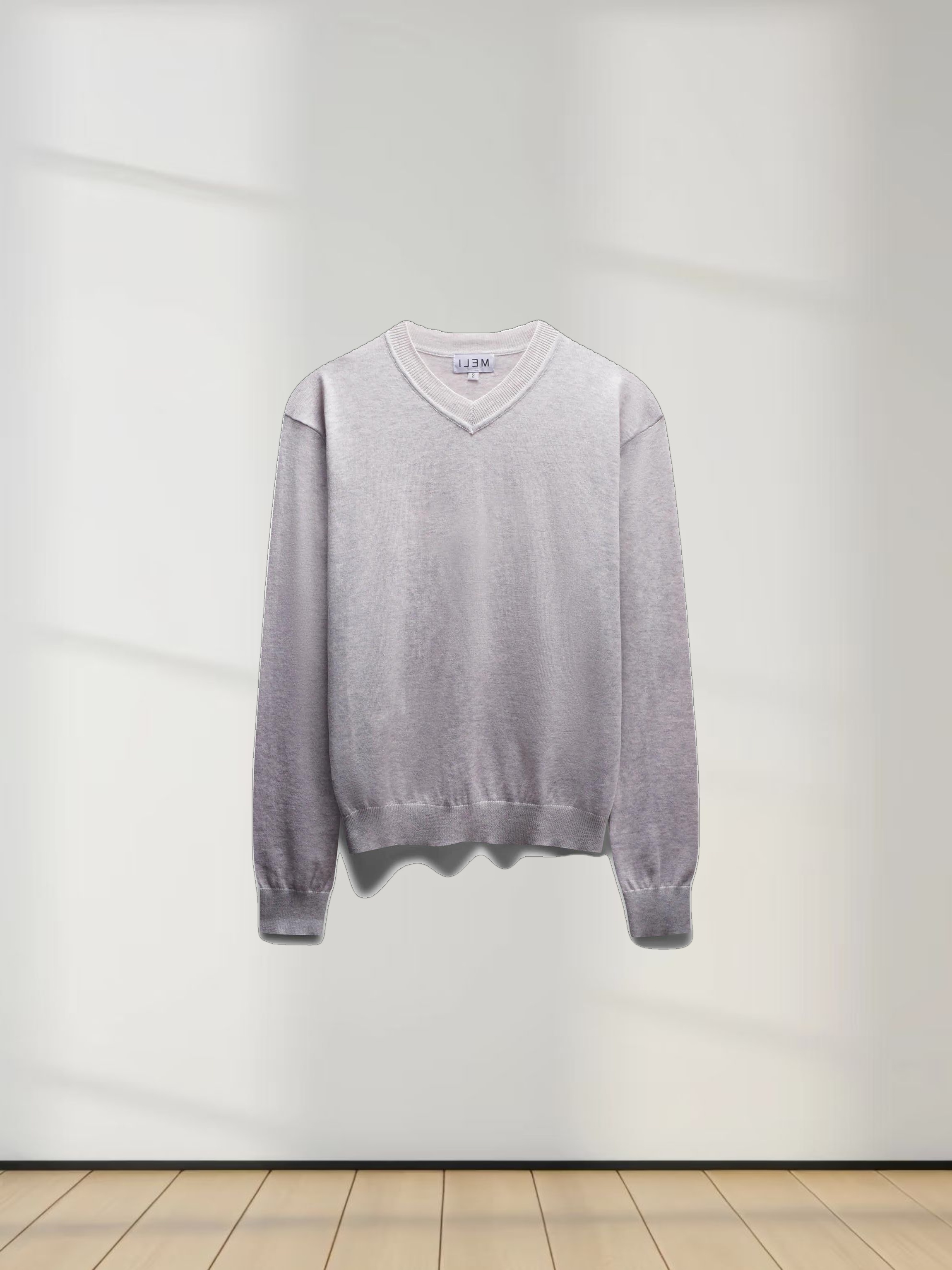 High V Lightweight Sweater-Heathered Grey