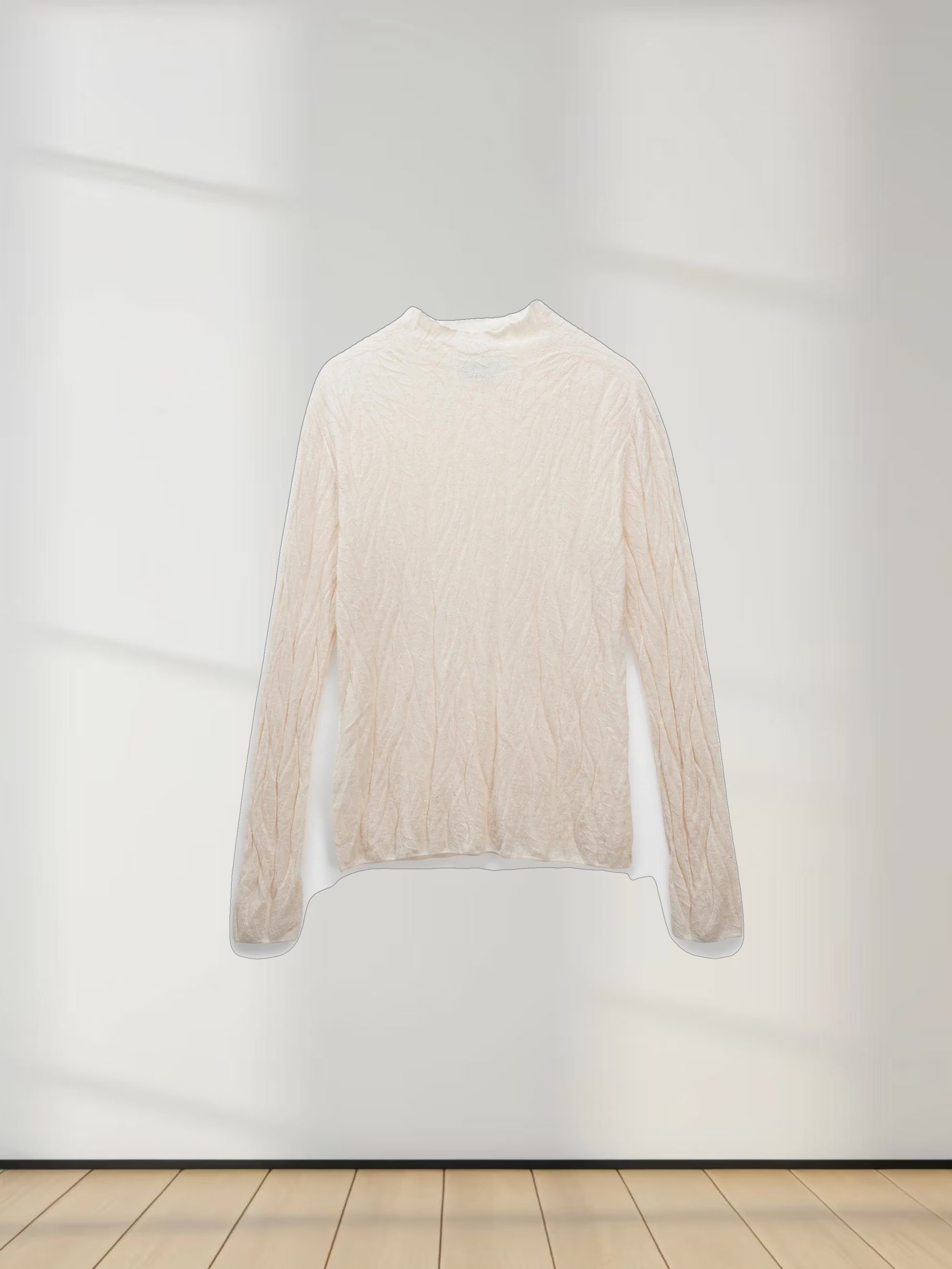 Leaf Design Turtleneck-Blush