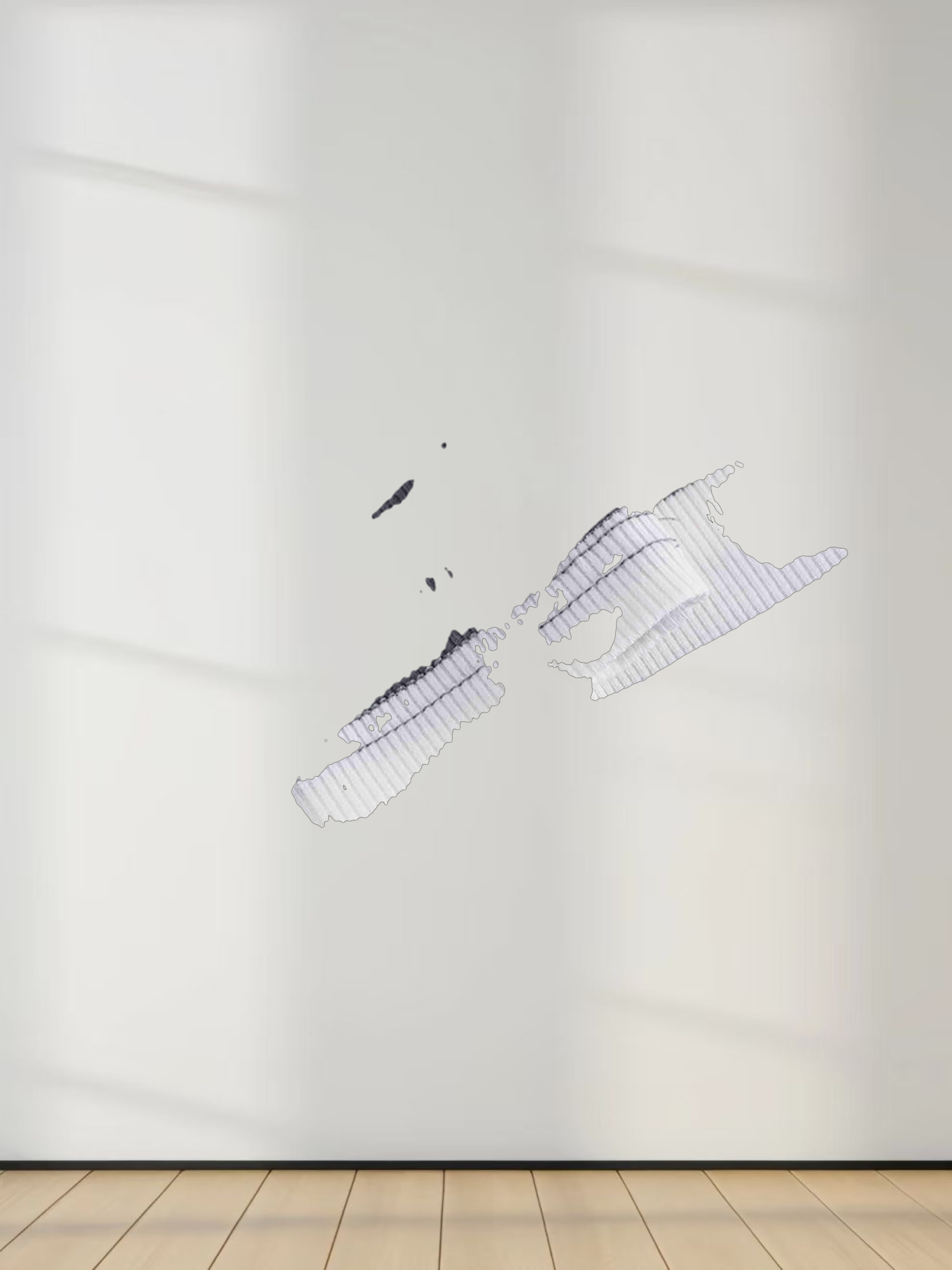 Ribbed Striped High V Tee Long Sleeve-Teal/Ivory