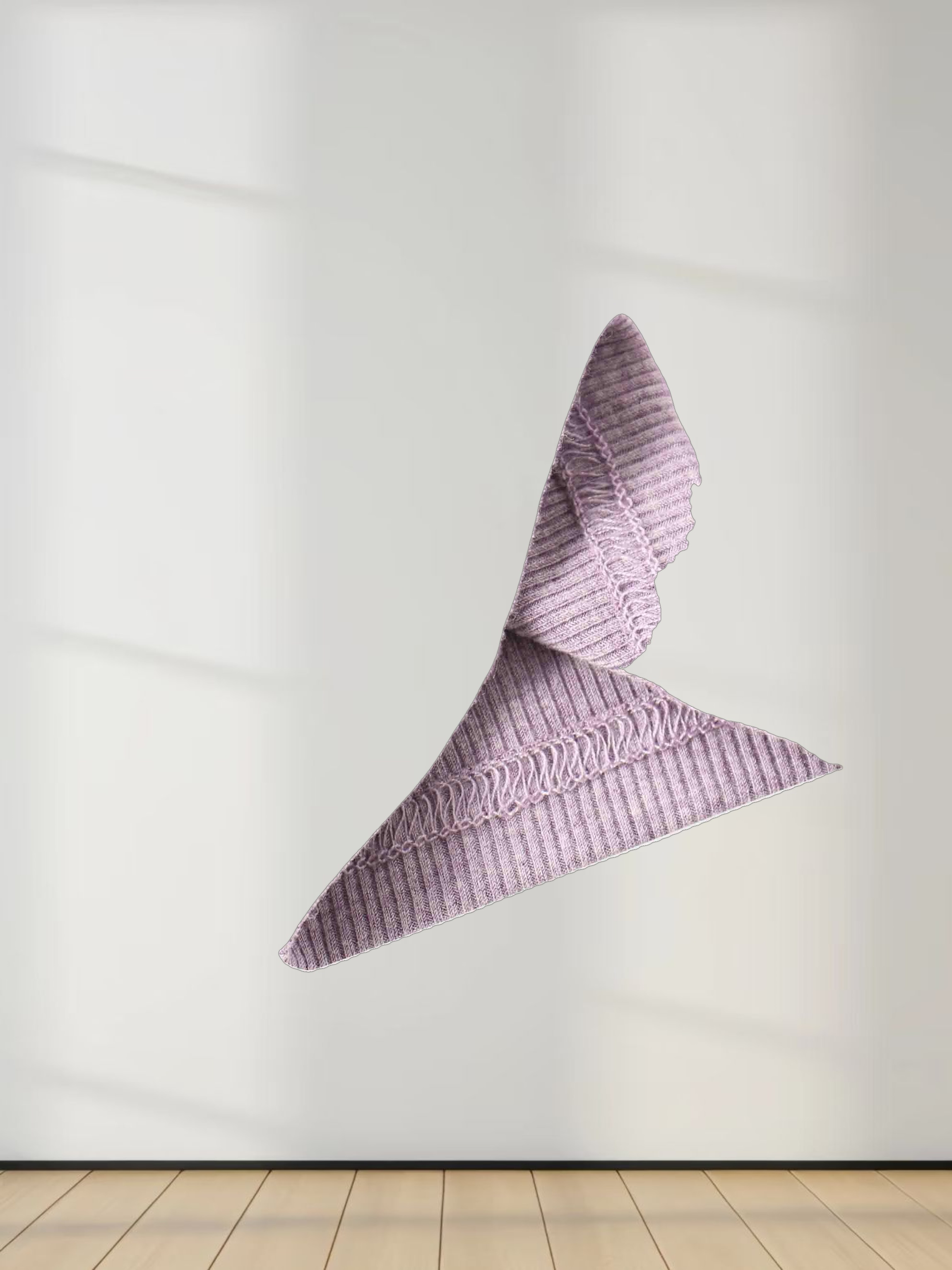 RIBBED HIGH V TEE LS-LAVENDER HEATHER