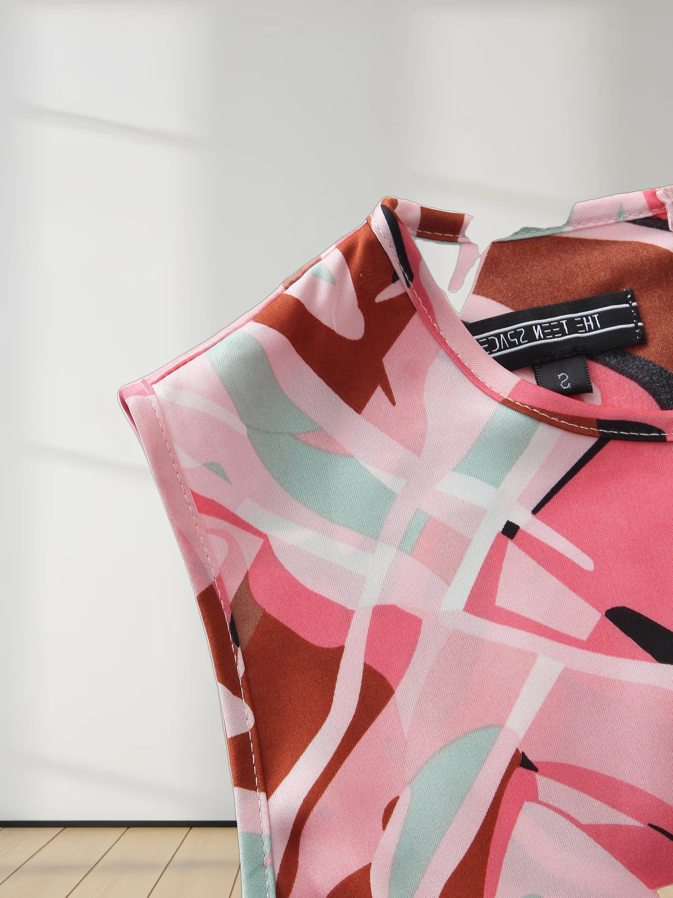 Pleated Slip Dress-Geo Rose