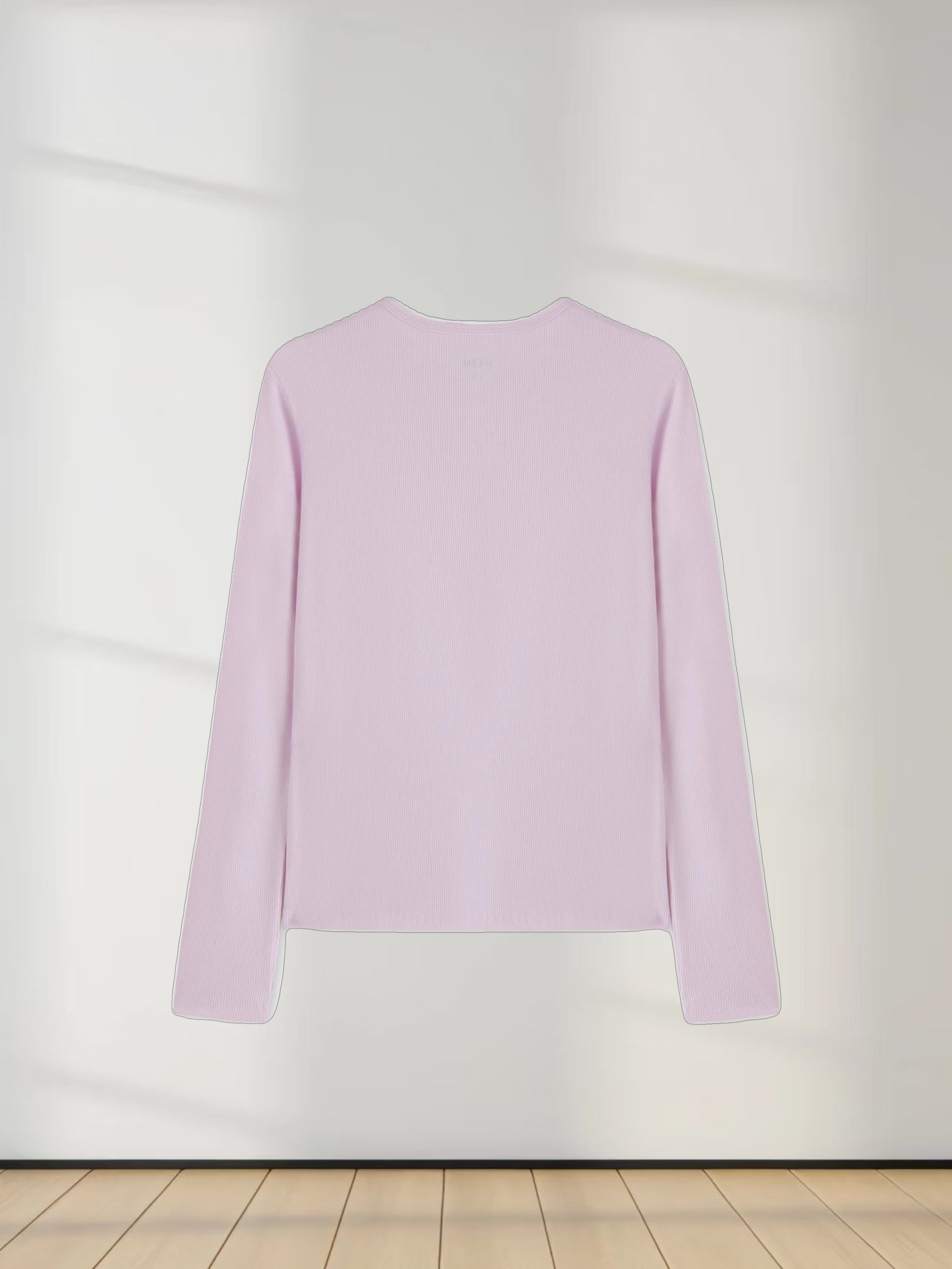 High V Ribbed Tee LS-Lavender