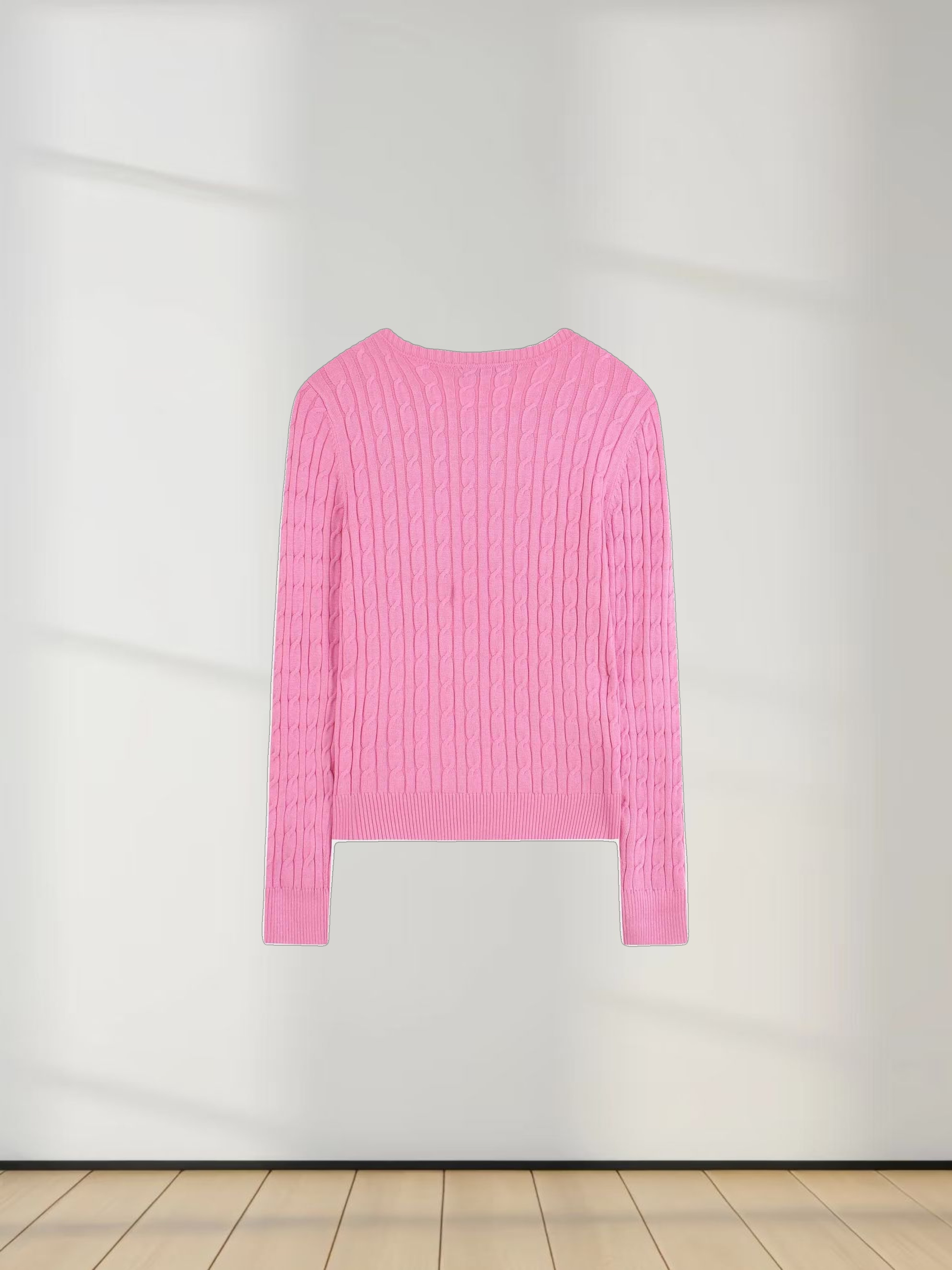 Knit Cable Sweater-Bubble Gum Pink