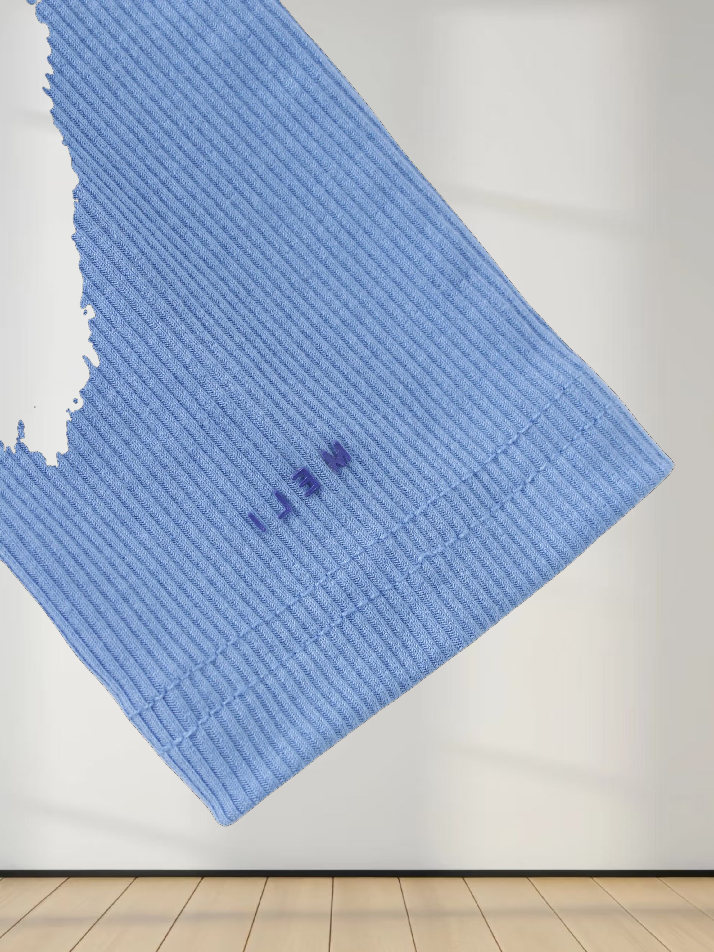 High V Ribbed Tee LS-Ocean Blue