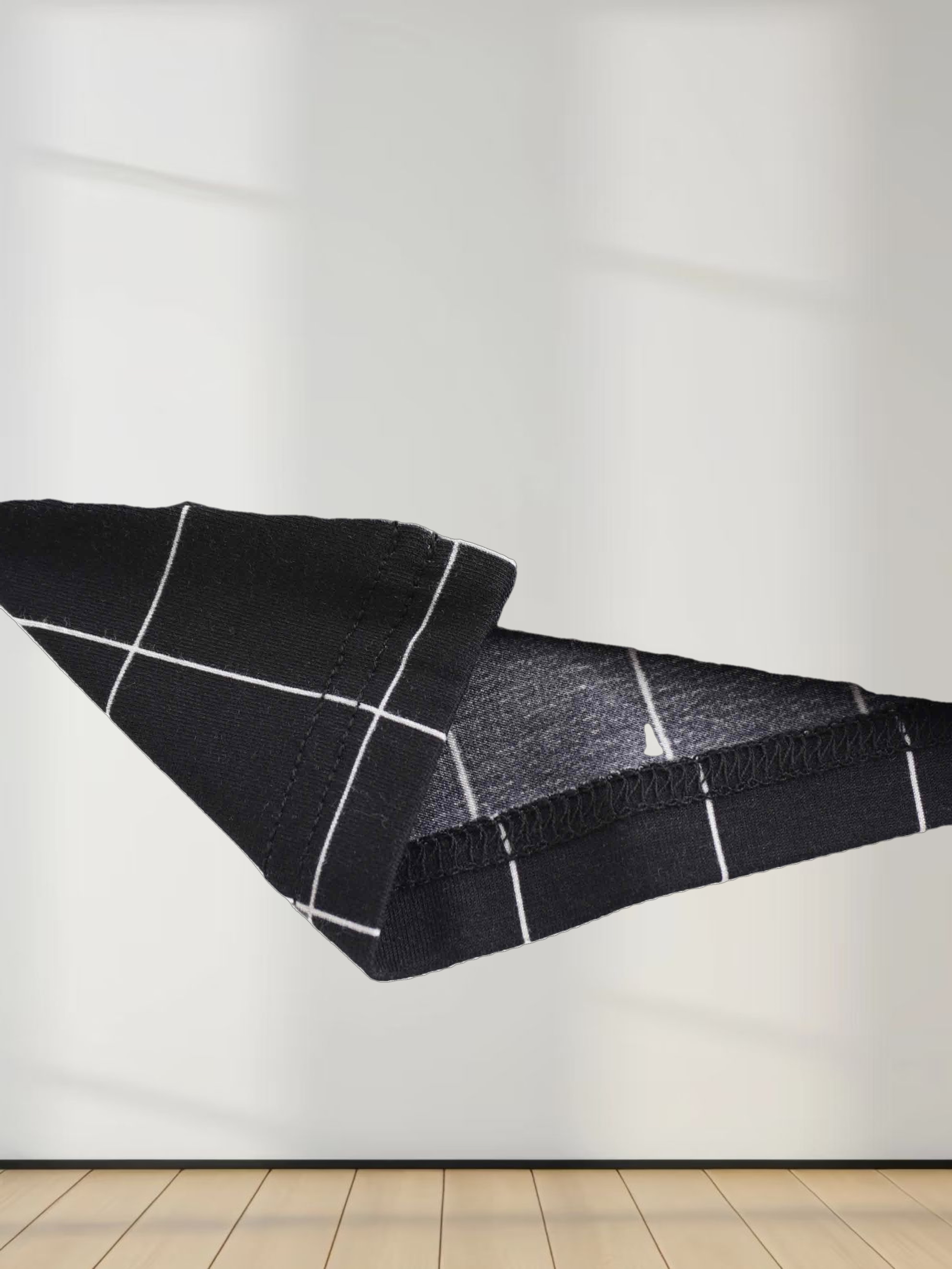 Printed Modal Turtleneck-Black Windowpane