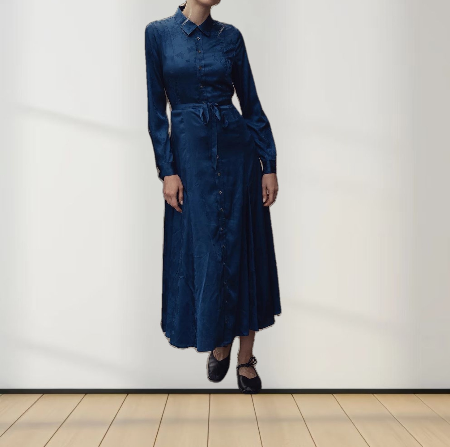 A Line Shirtdress-Teal