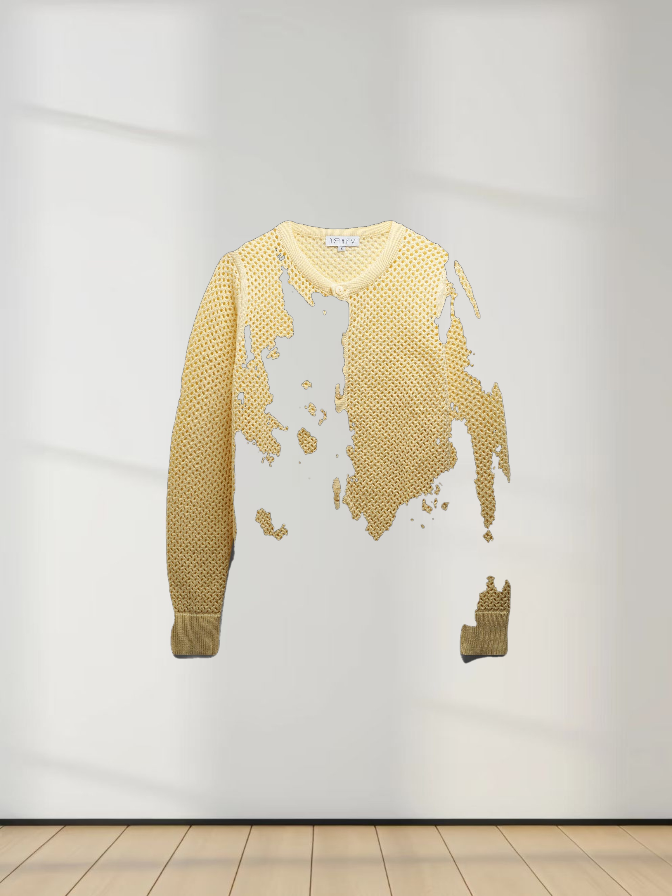 Crochet Knit Button Down Cardigan-Creamy Yellow