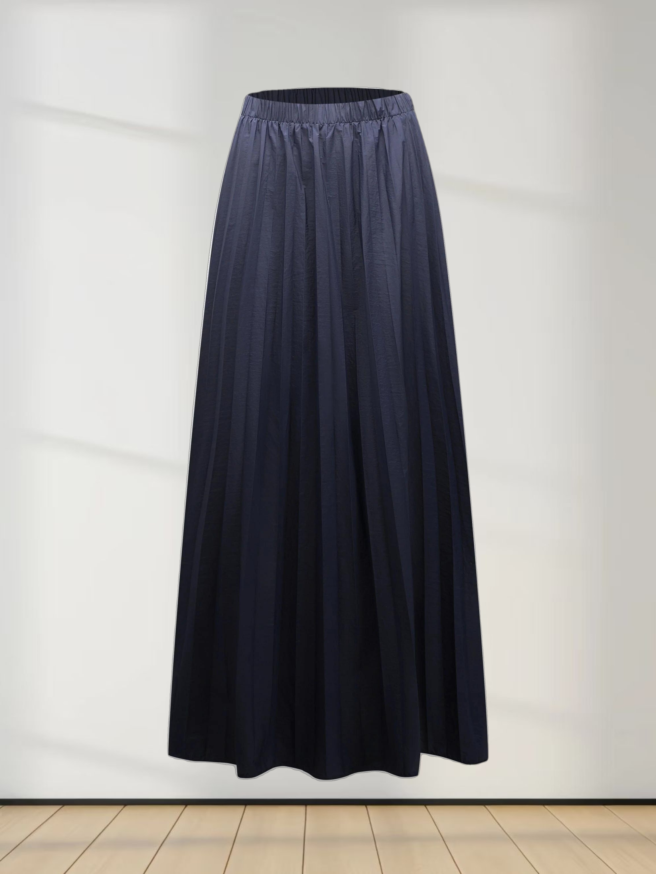 Nylon Circle Skirt-Navy