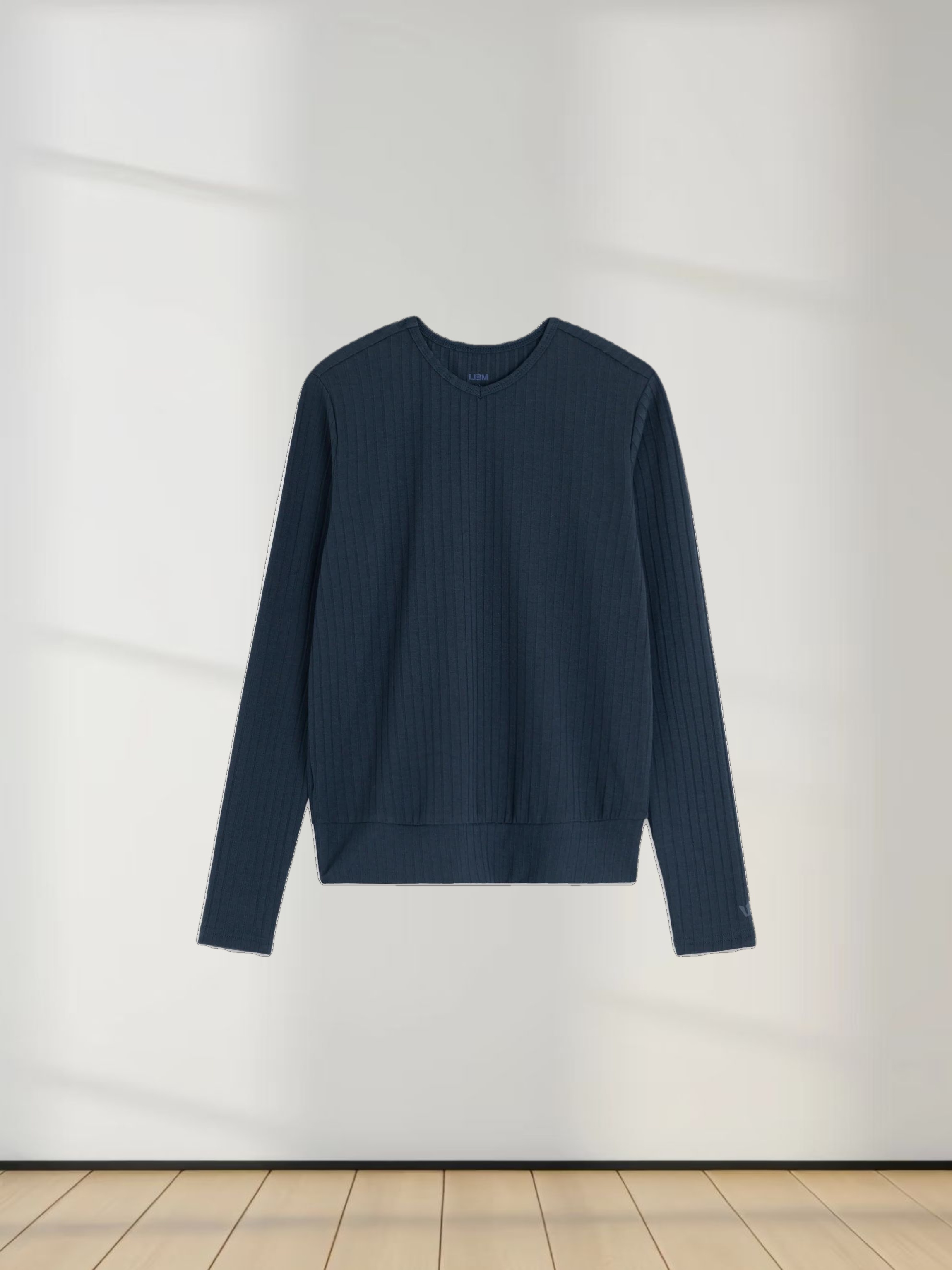 Ribbed High V Bomber-Navy