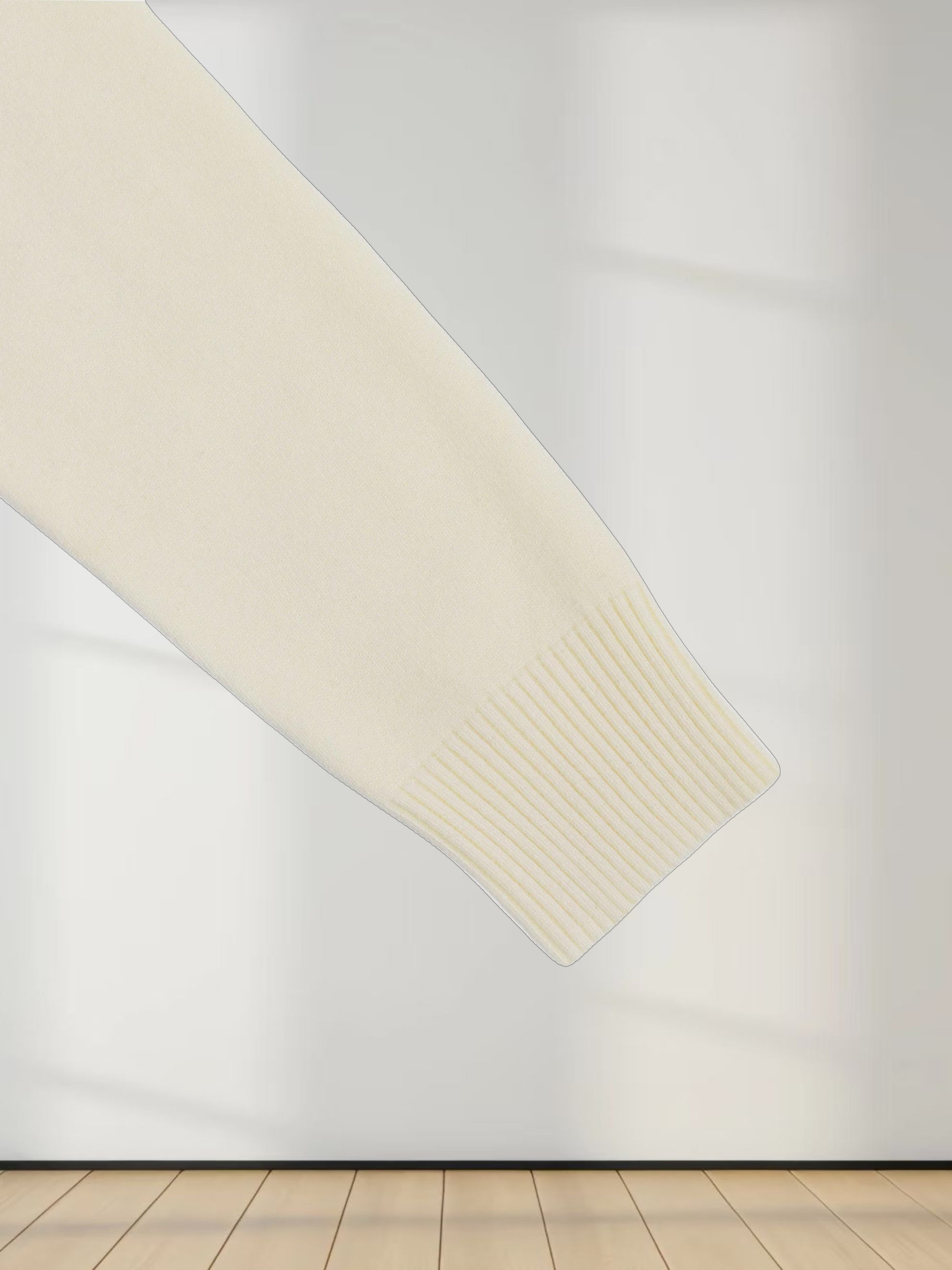 Velvet Detail Pointelle Crew Cardigan-Cream/Black