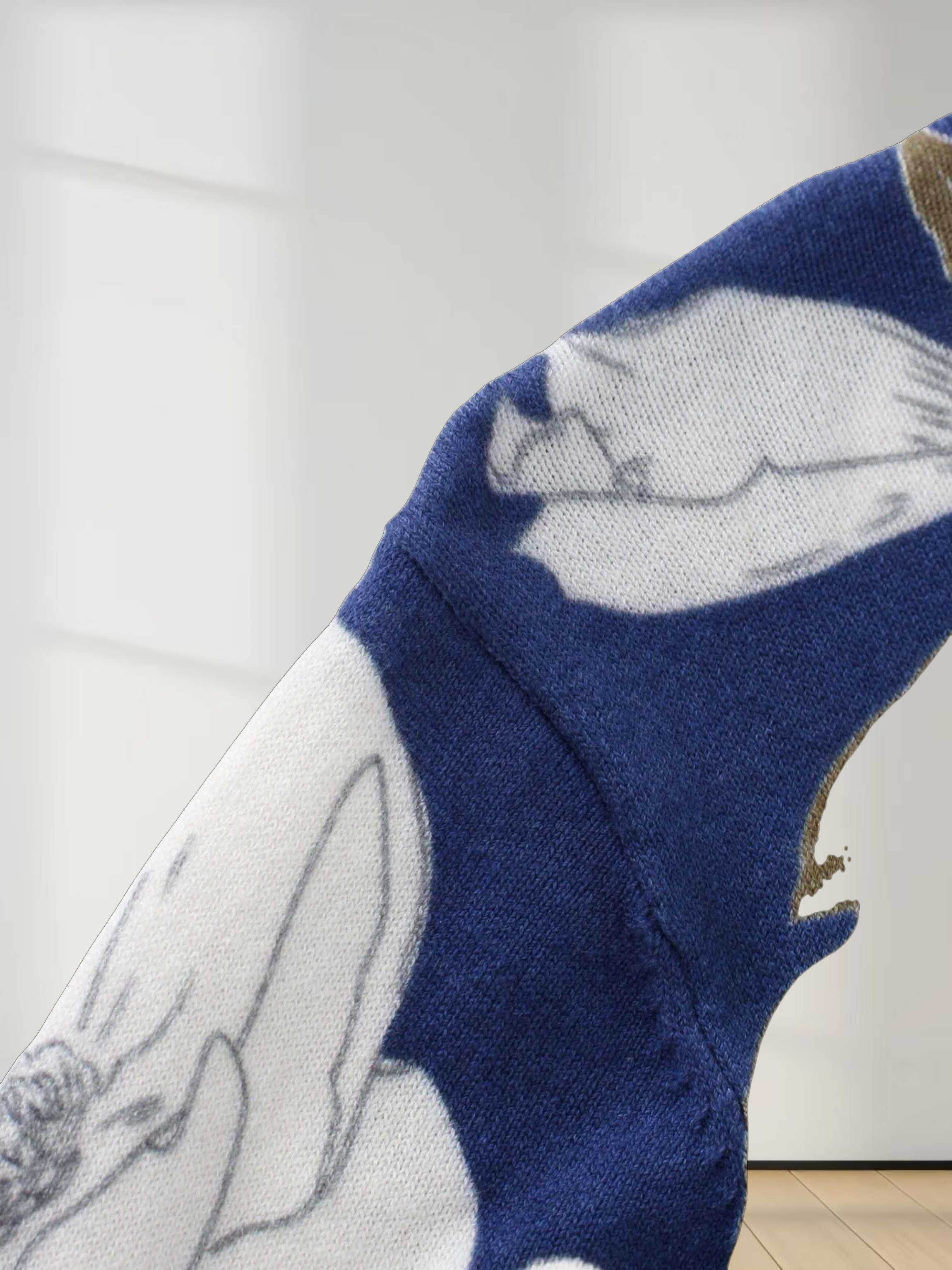 Oversized Printed Sweater-Lilac Flower