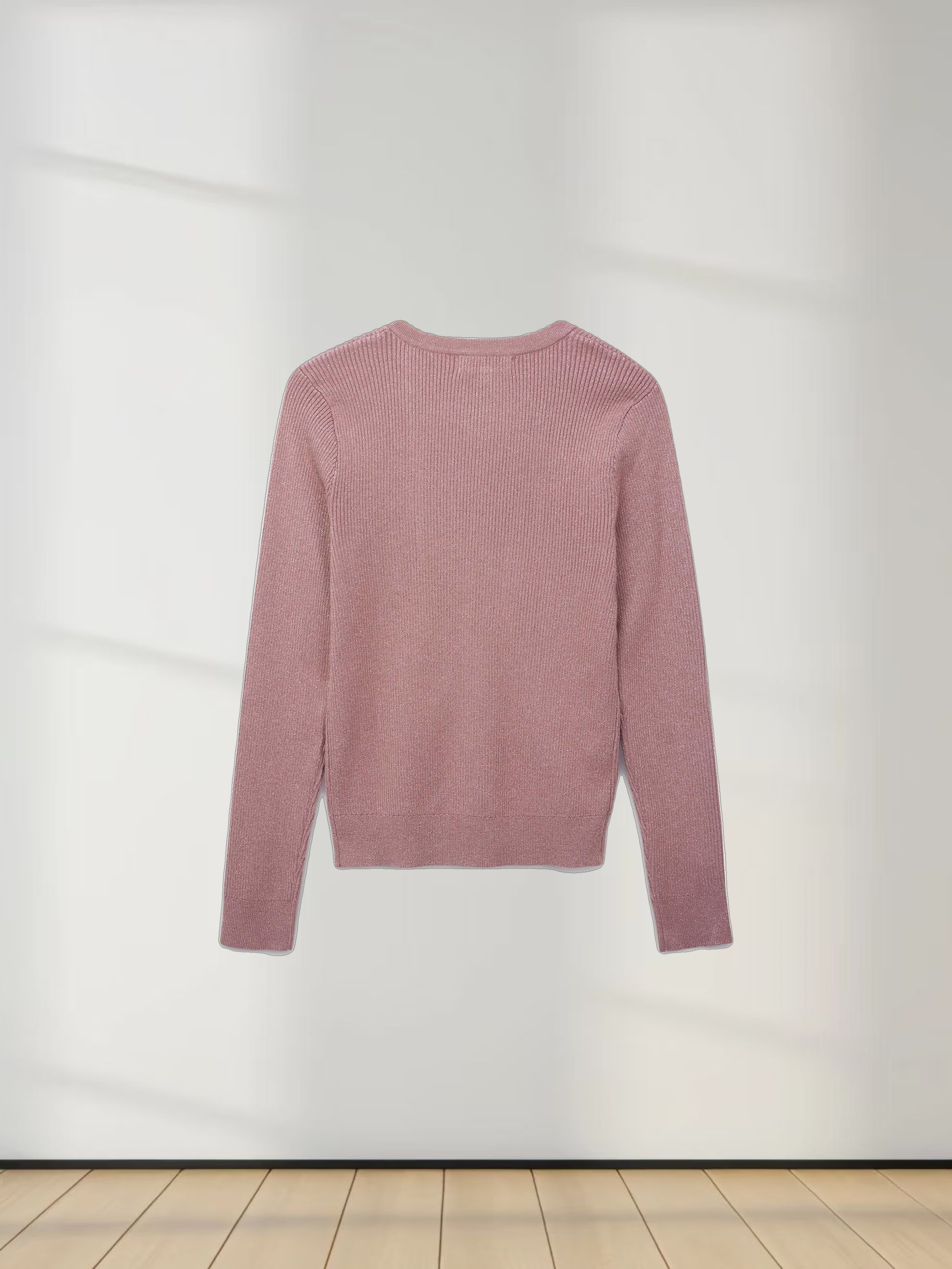 Lurex Ribbed Sweater-Mauve