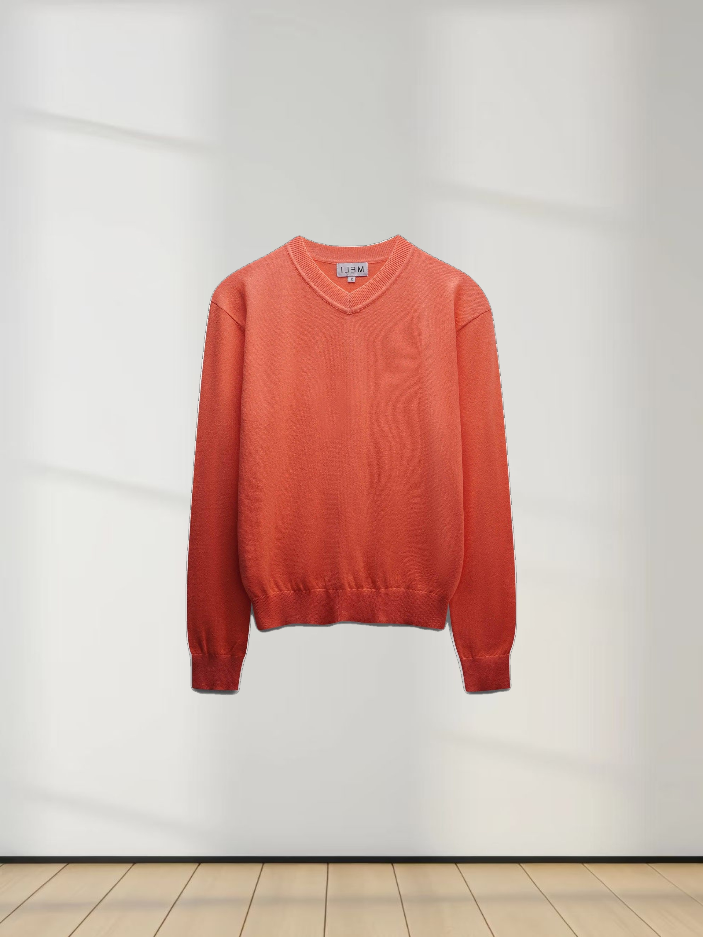 High V Lightweight Sweater-Coral