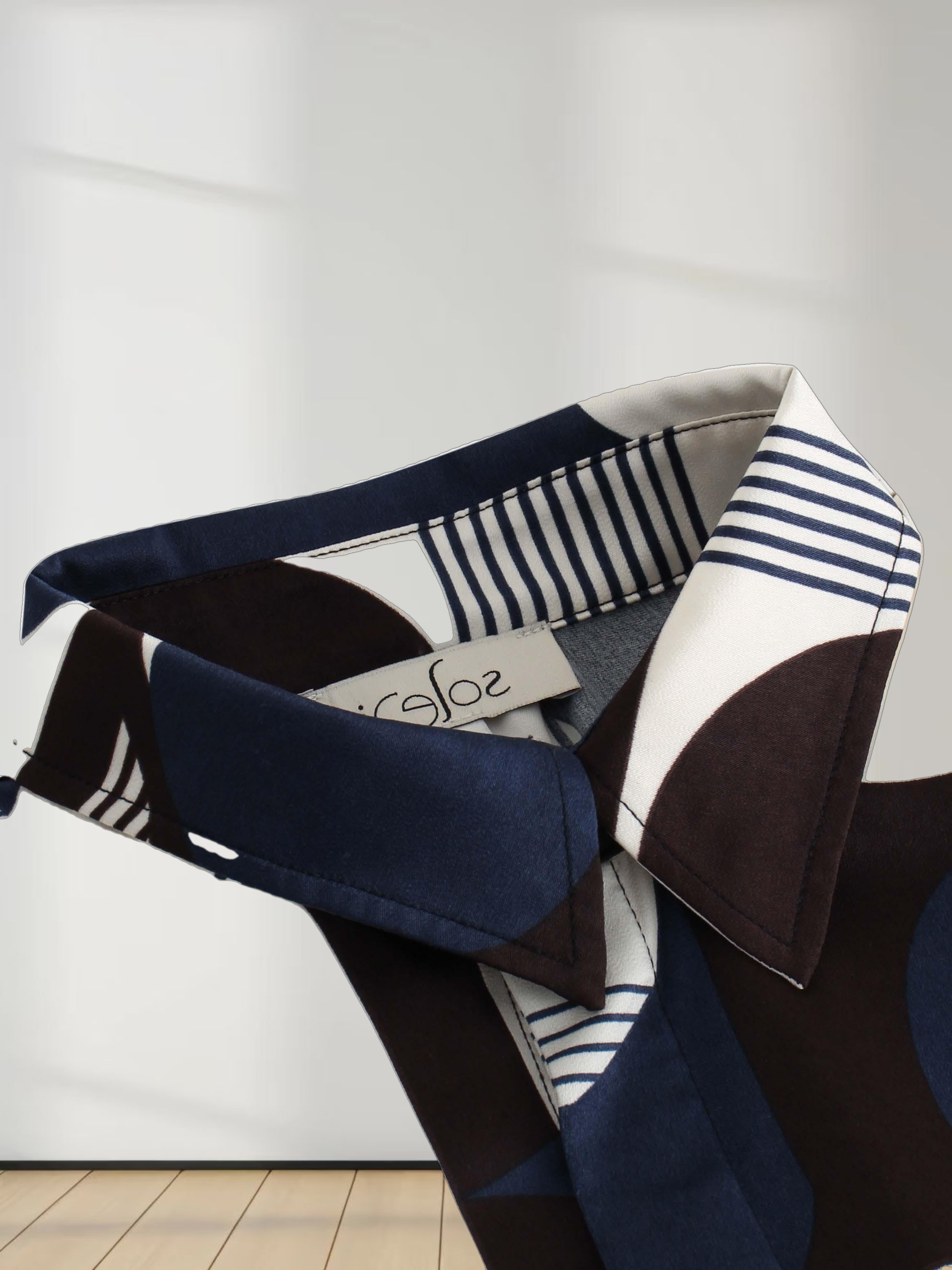 Puff Top Blouse-Geometric Design