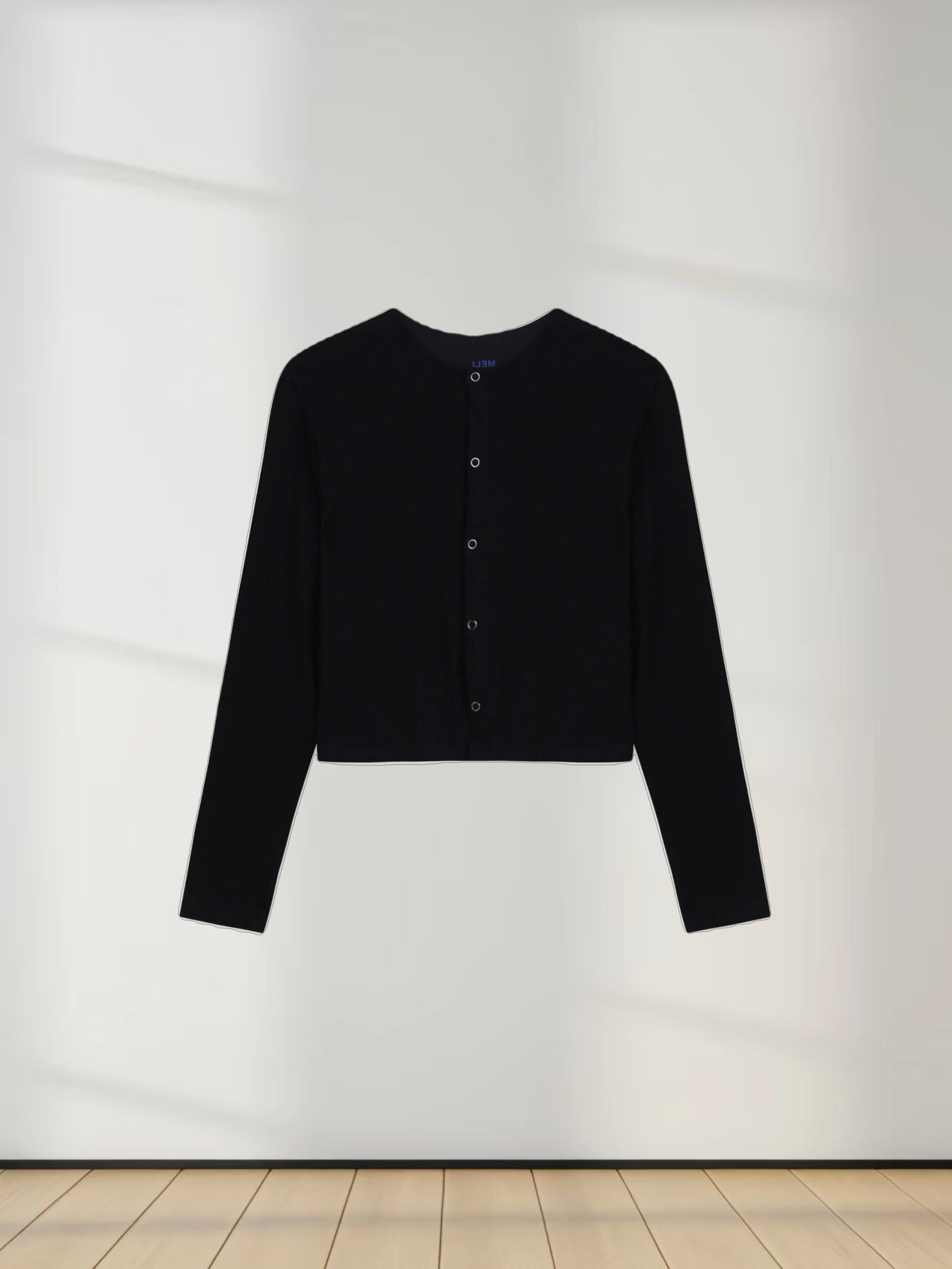 Basic T-Shirt Cropped Cardigan-Black