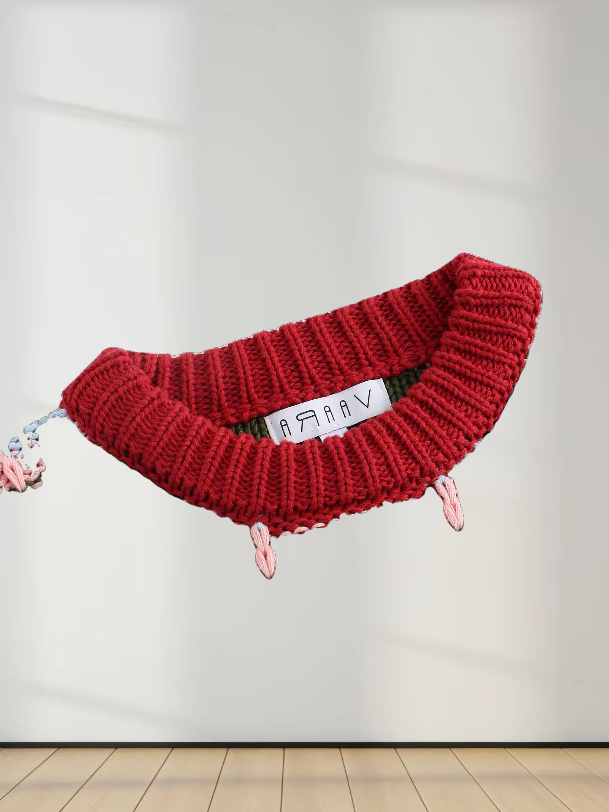 Overstitch Detail Striped Sweater-Burgundy