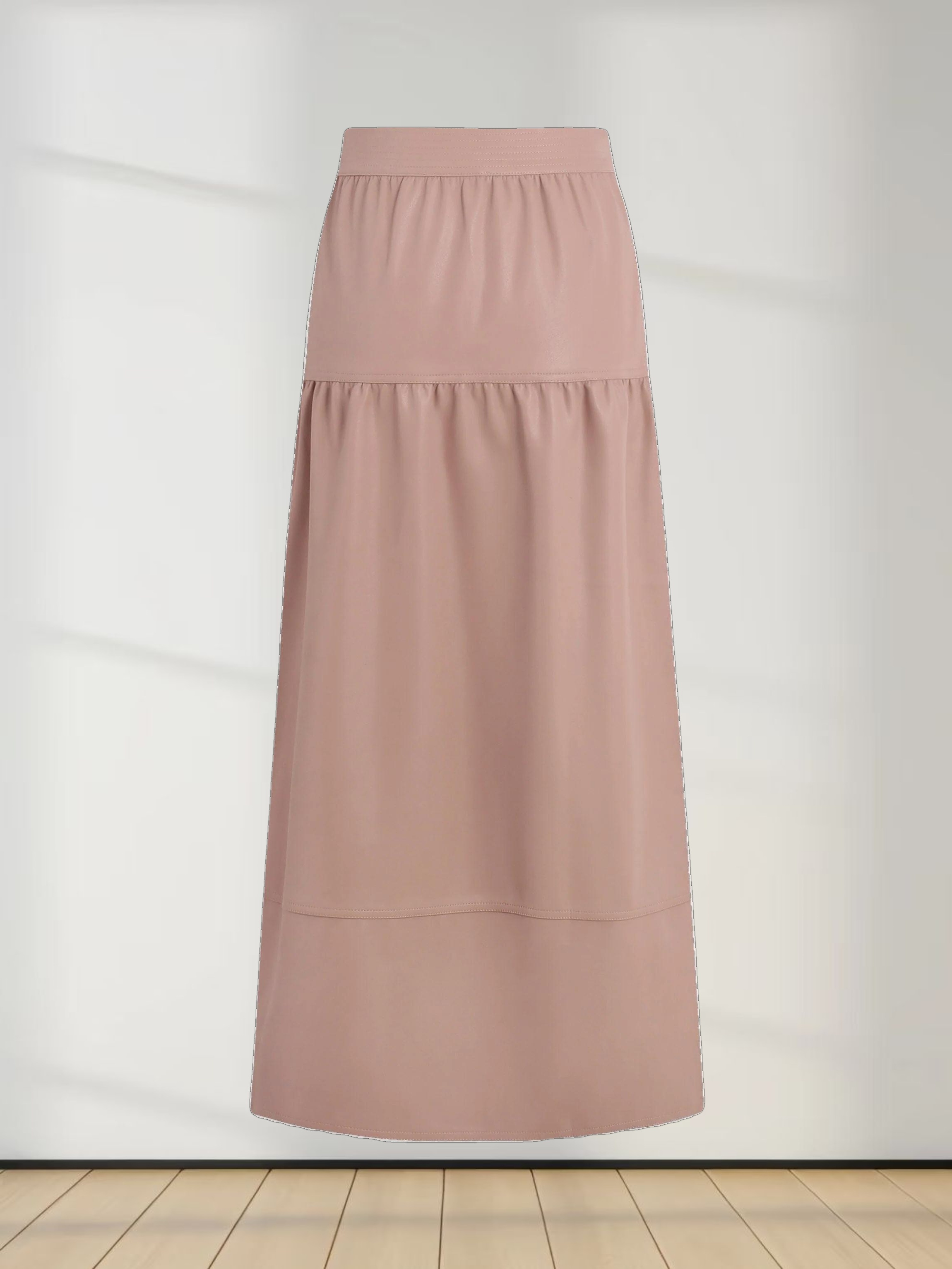 Drop Waist Leather Skirt-Mauve