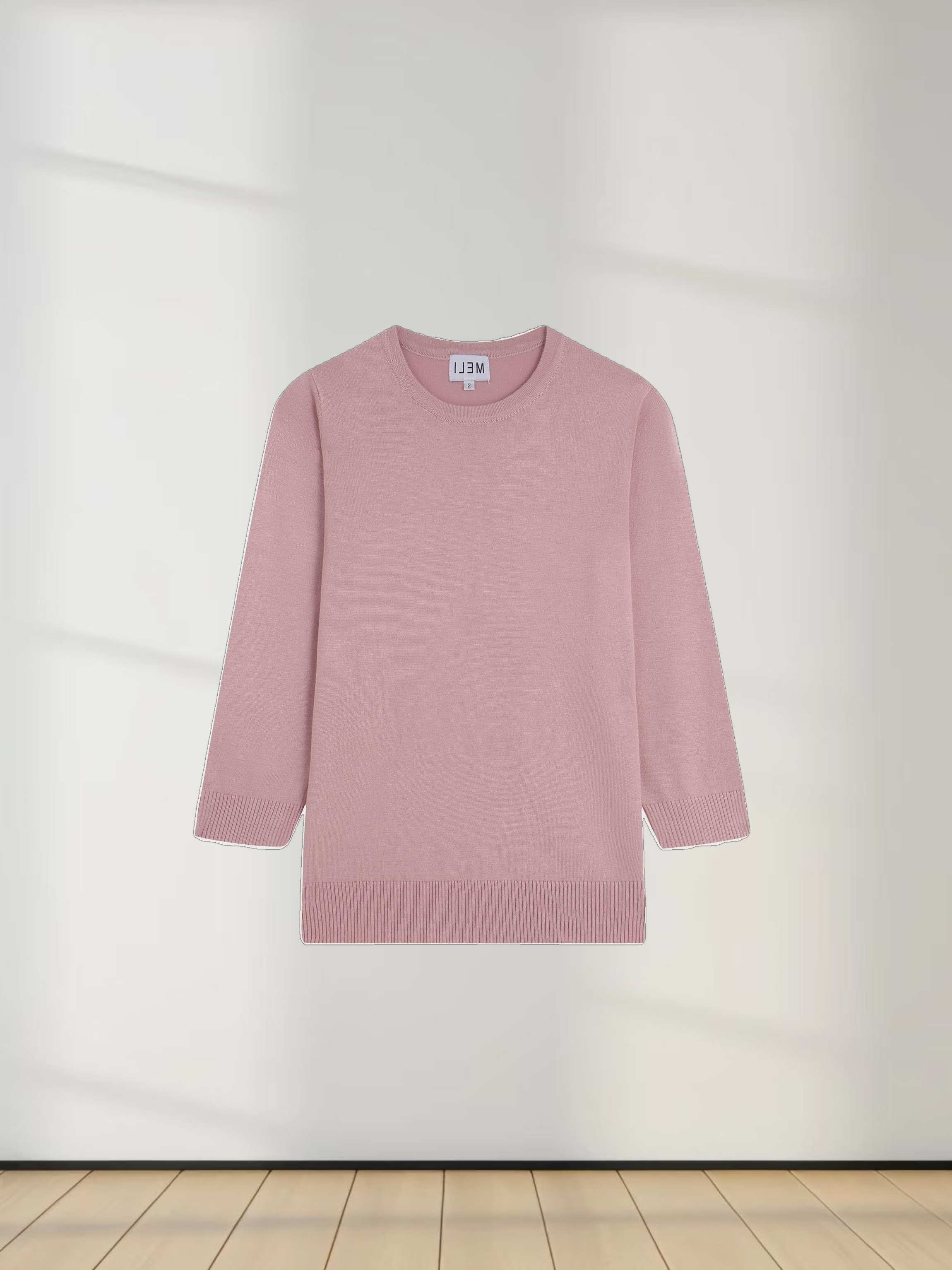 Basic Crew Sweater 3Q-Mauve