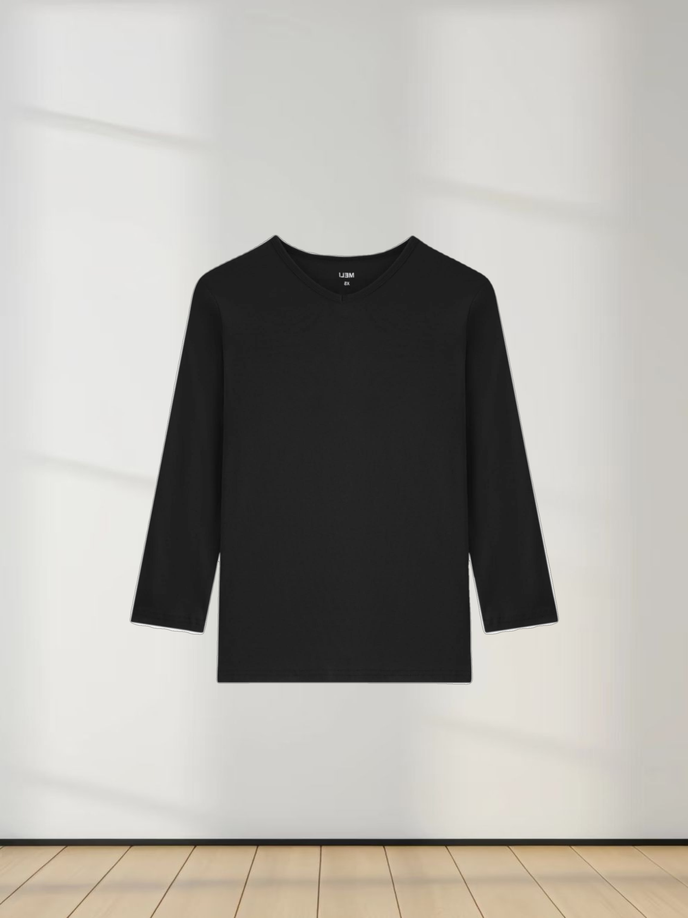 BASIC HIGH V TEE 3Q-BLACK