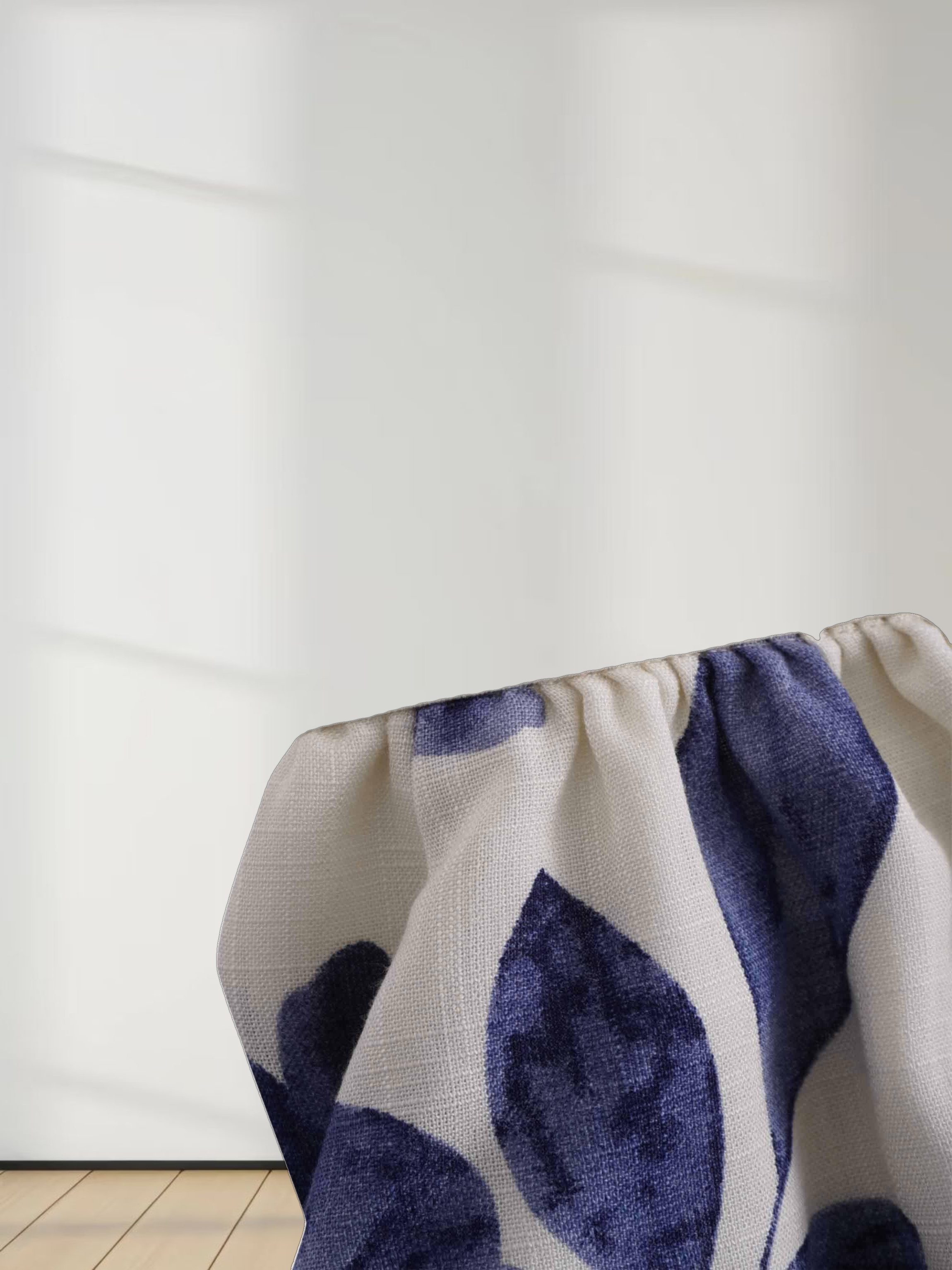 Leather Buckle Skirt-Blue Floral