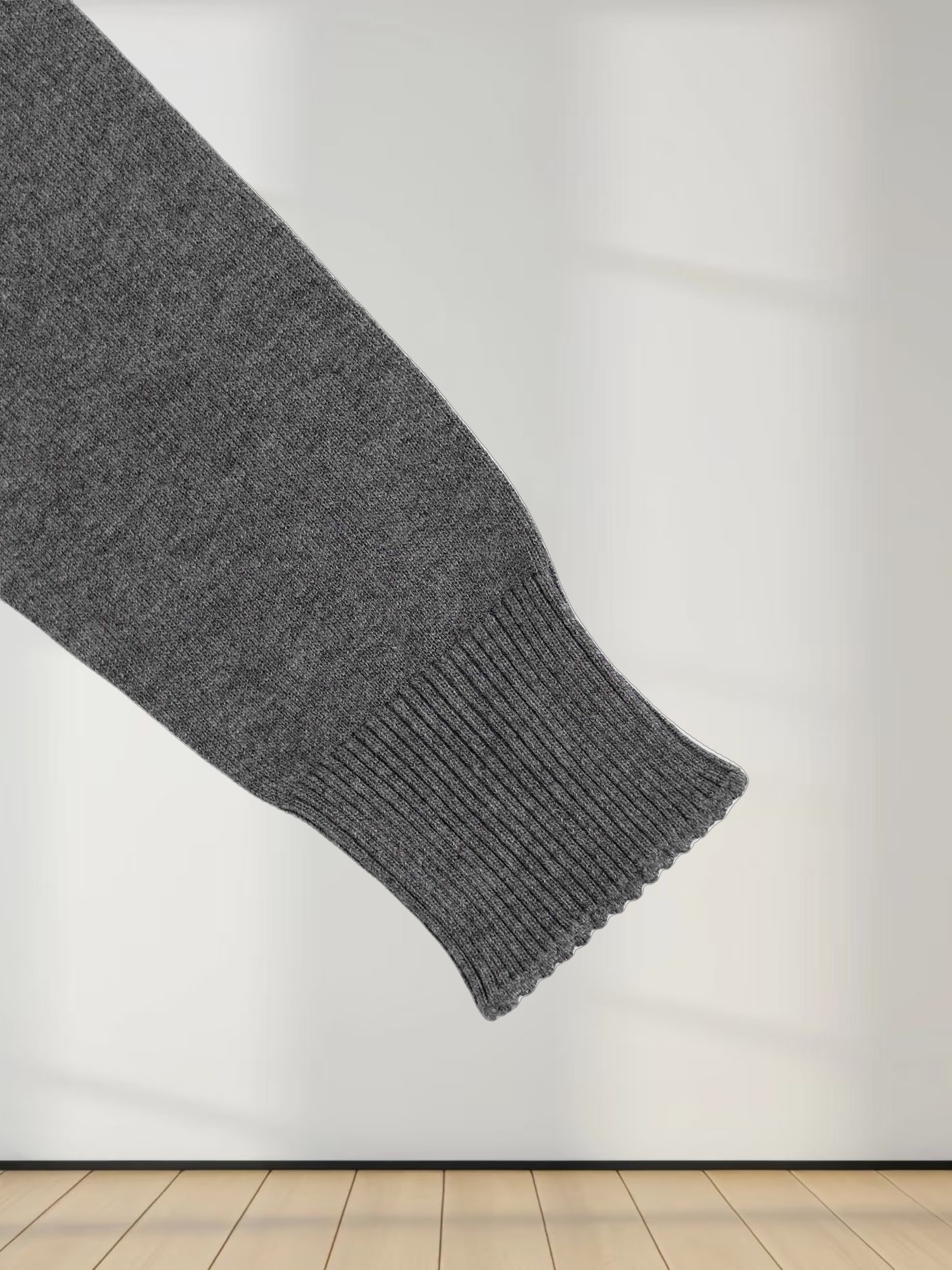 Trim Detail Crew Crop Cardigan-Heathered Grey