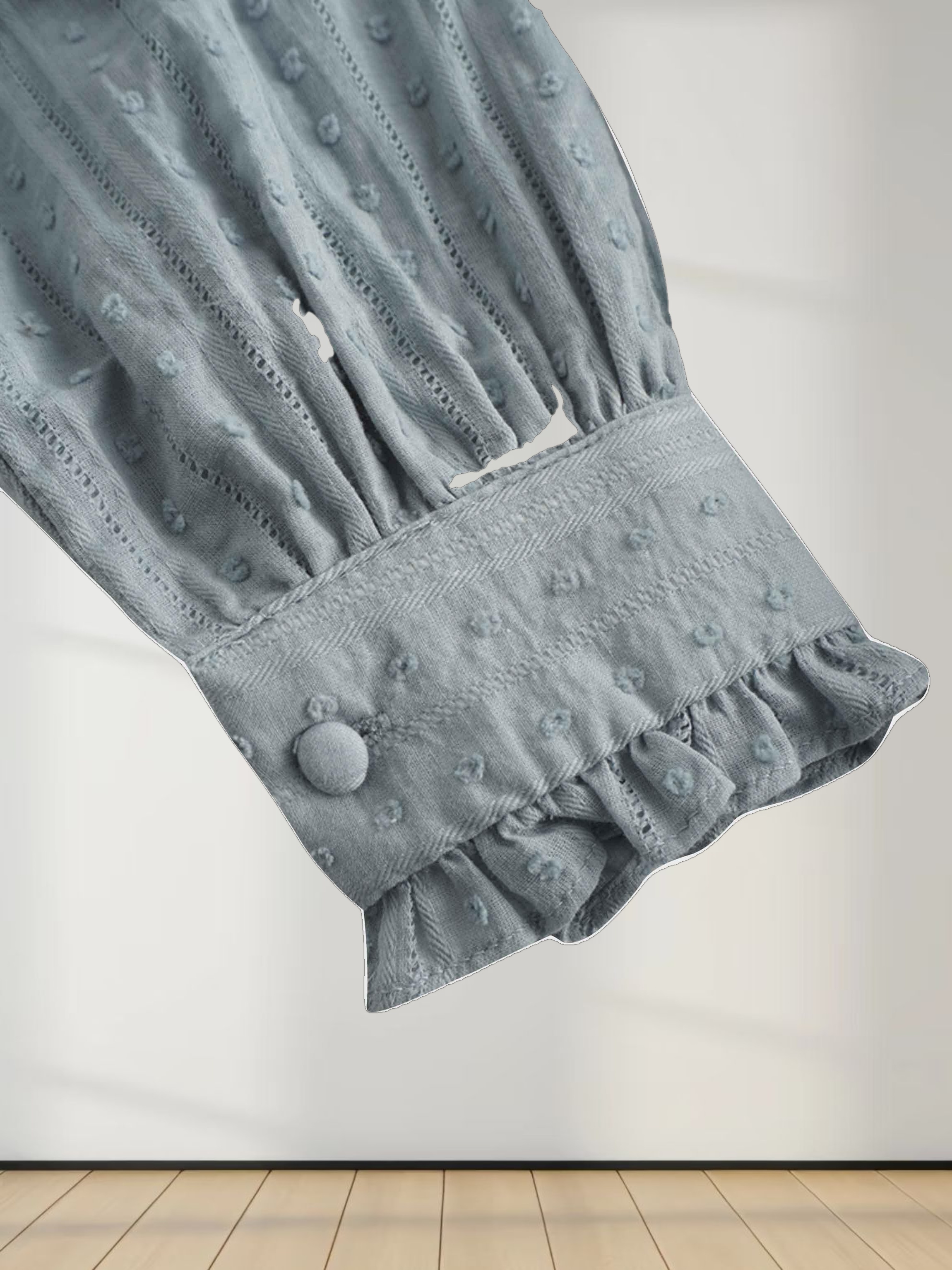 Swiss Dot Ruched Top Dress-Powder Blue