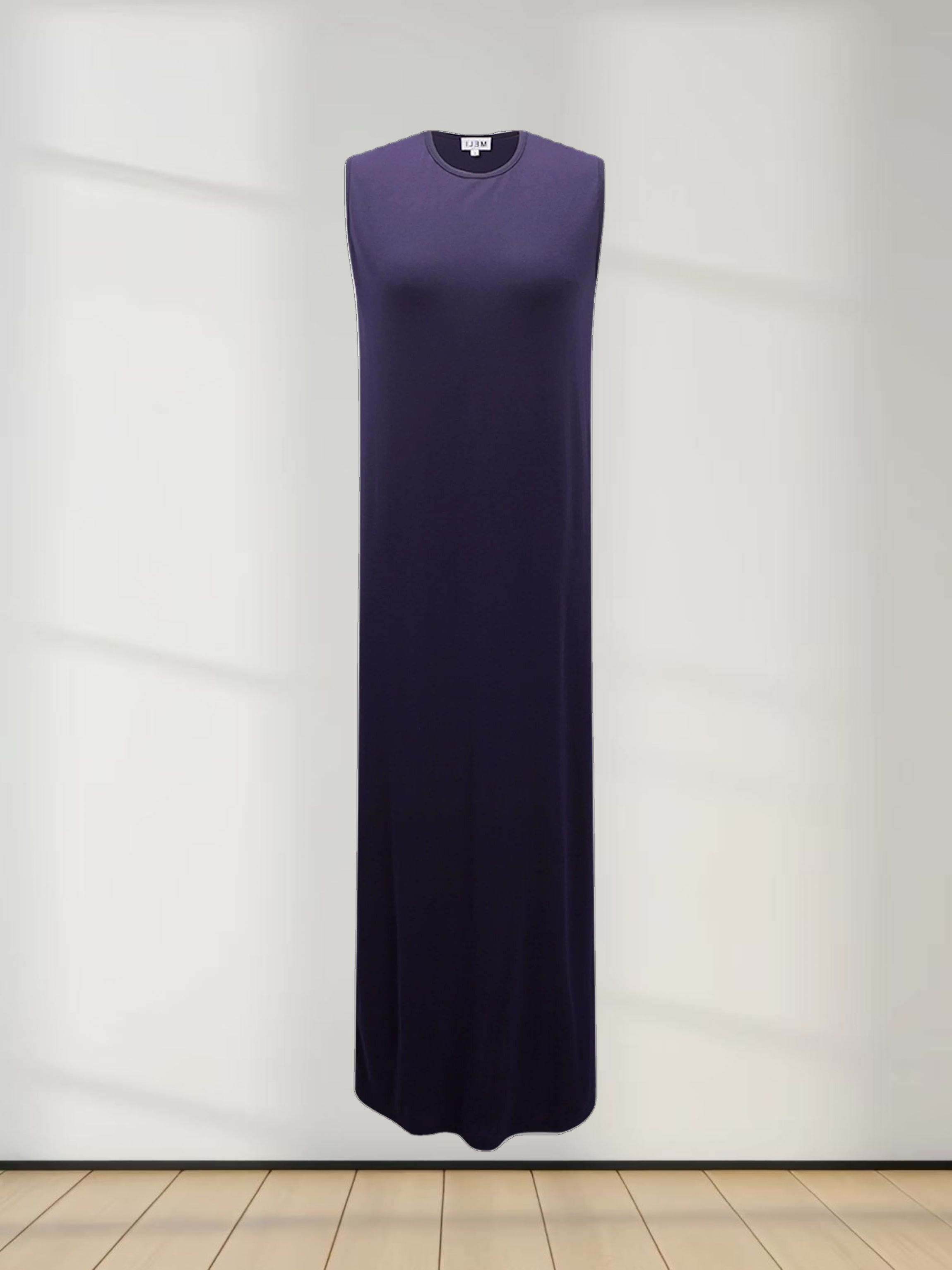 Basic T-Shirt Slip Dress-Navy