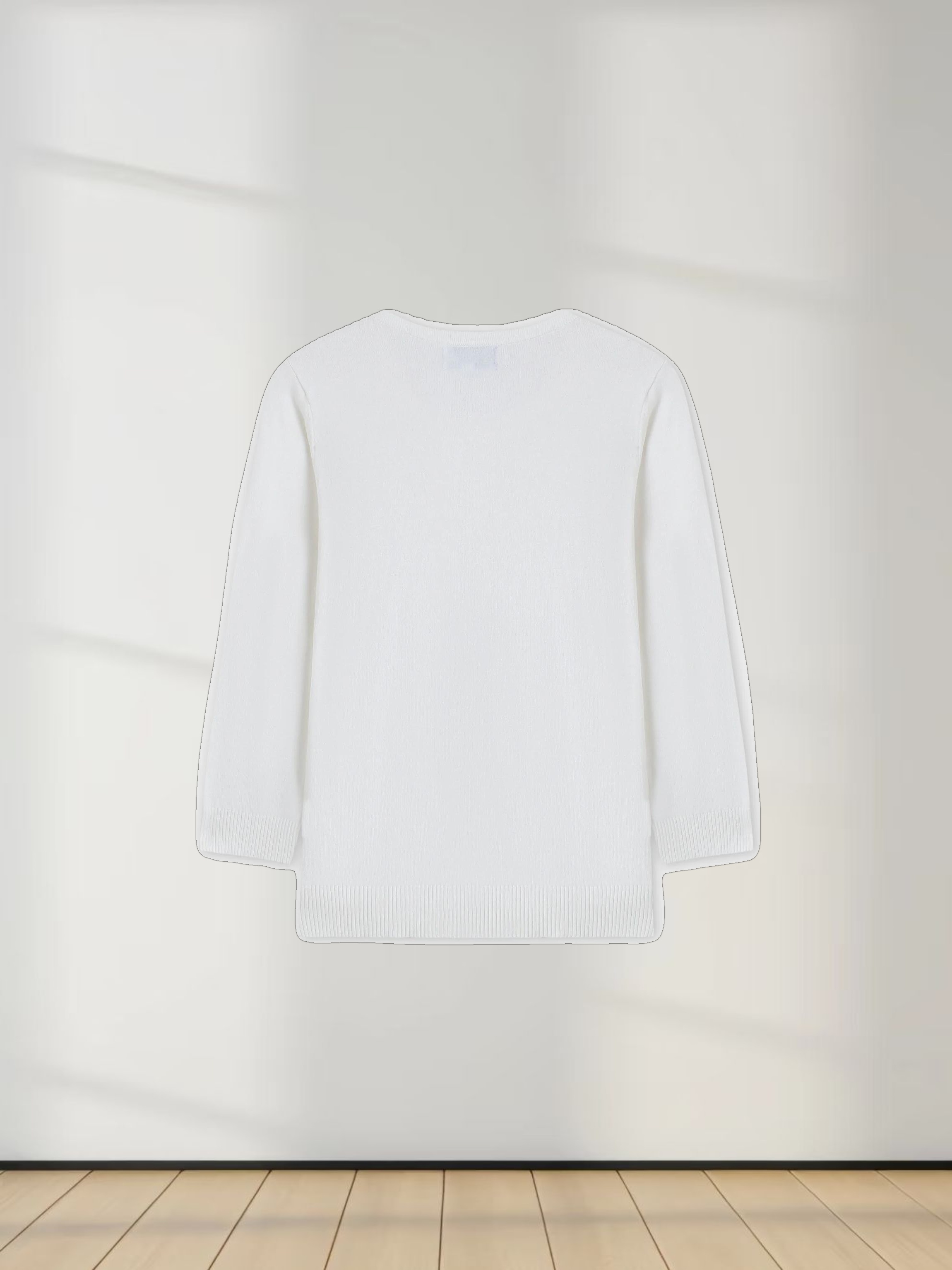 BASIC CREW SWEATER (3Q) - WHITE