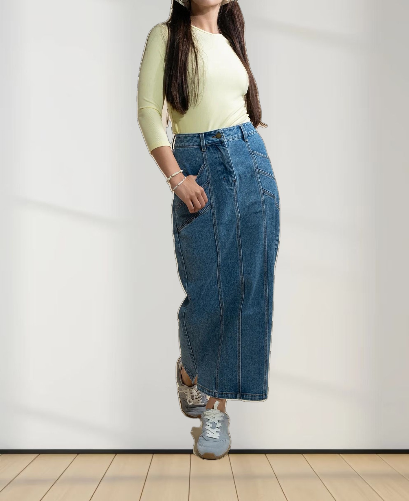 RIBBED HIGH V 3Q-BUTTER YELLOW