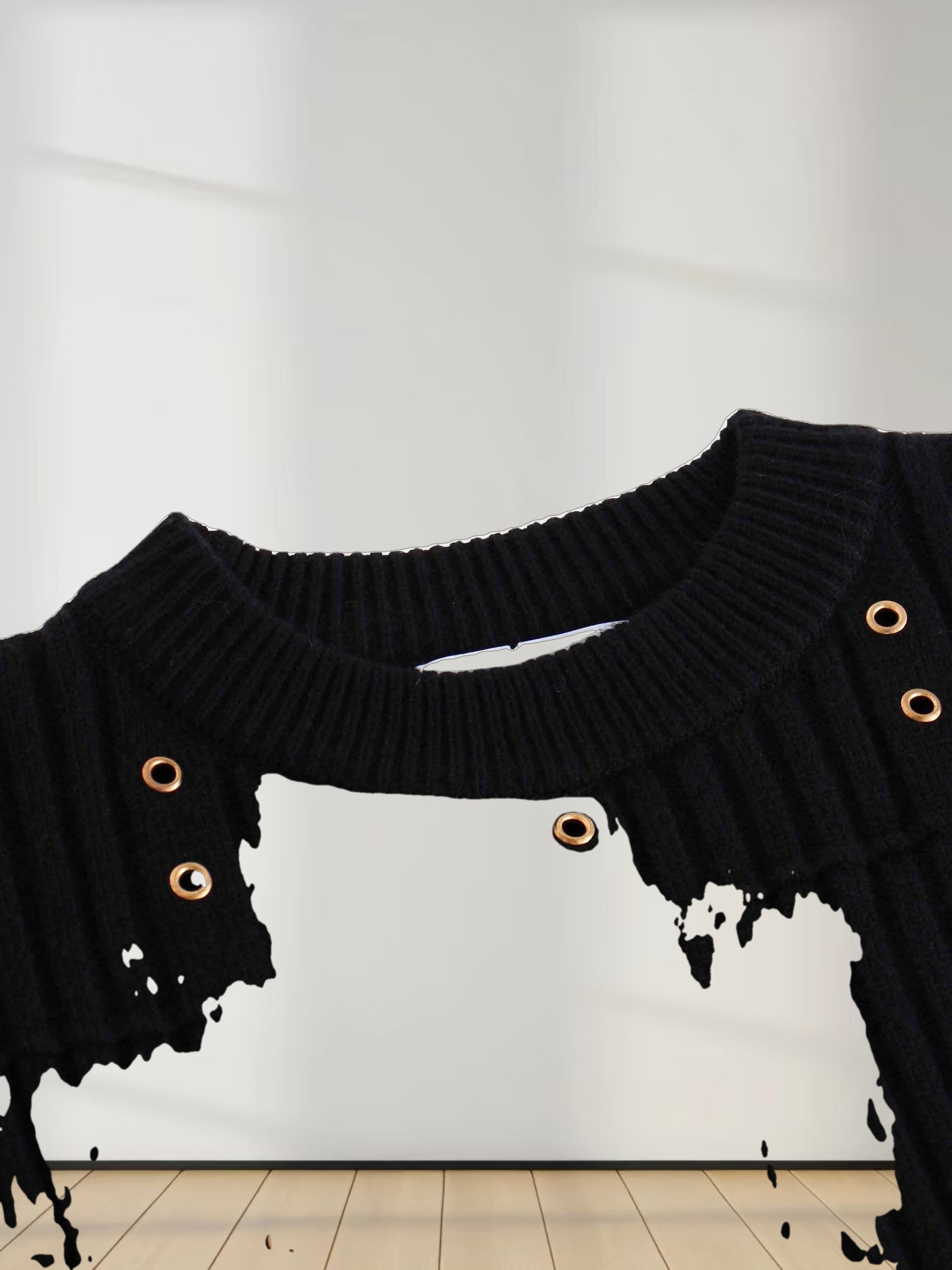 Grommet Sweater-Black