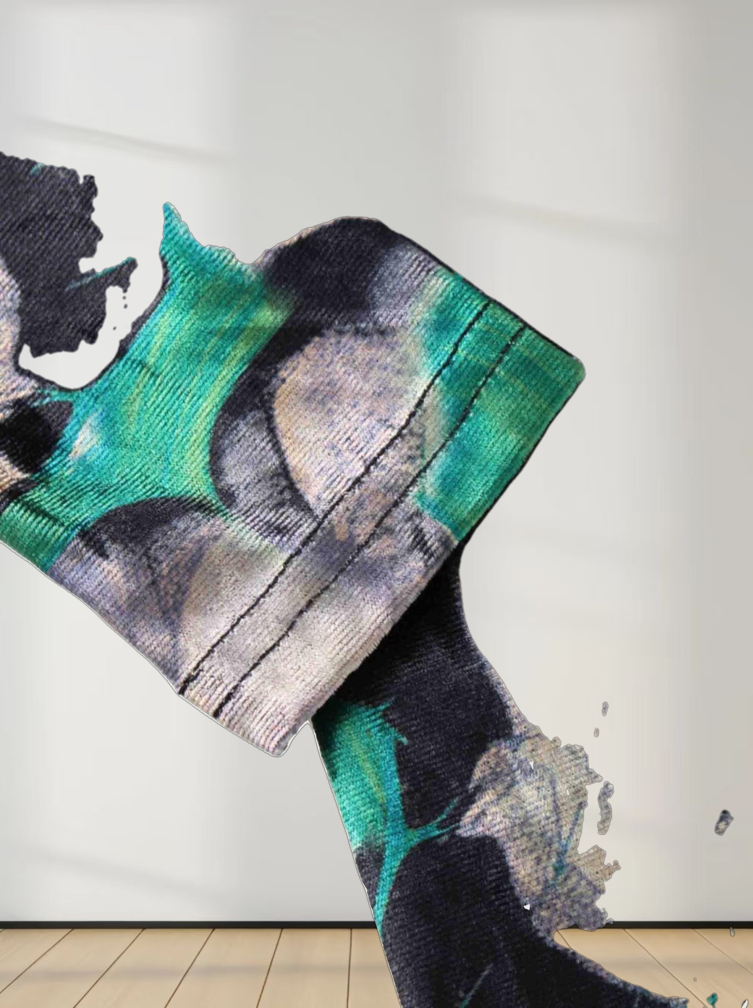 Velour Printed Turtleneck-Green Floral