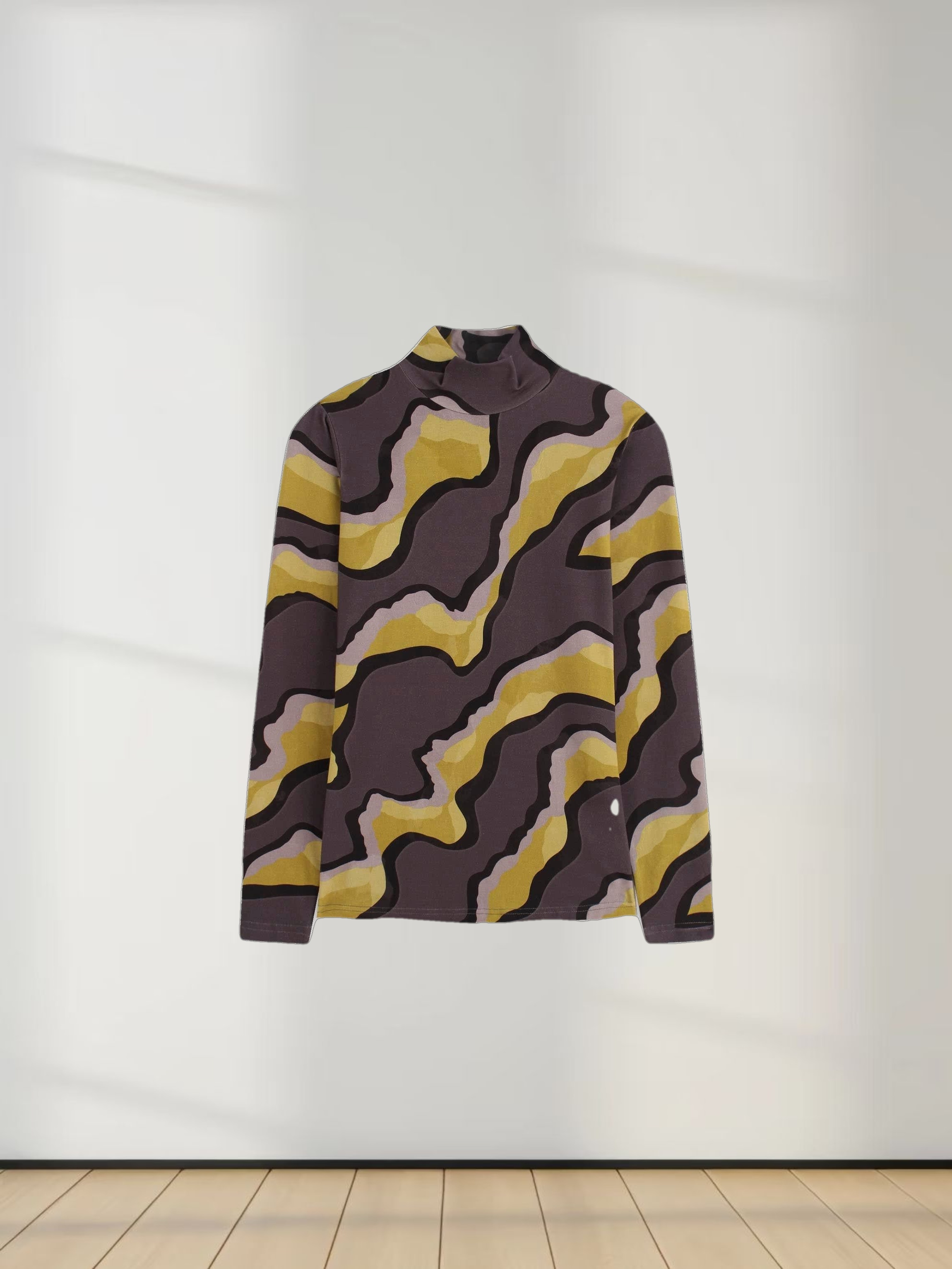 Printed Modal Turtleneck-Yellow Lightning