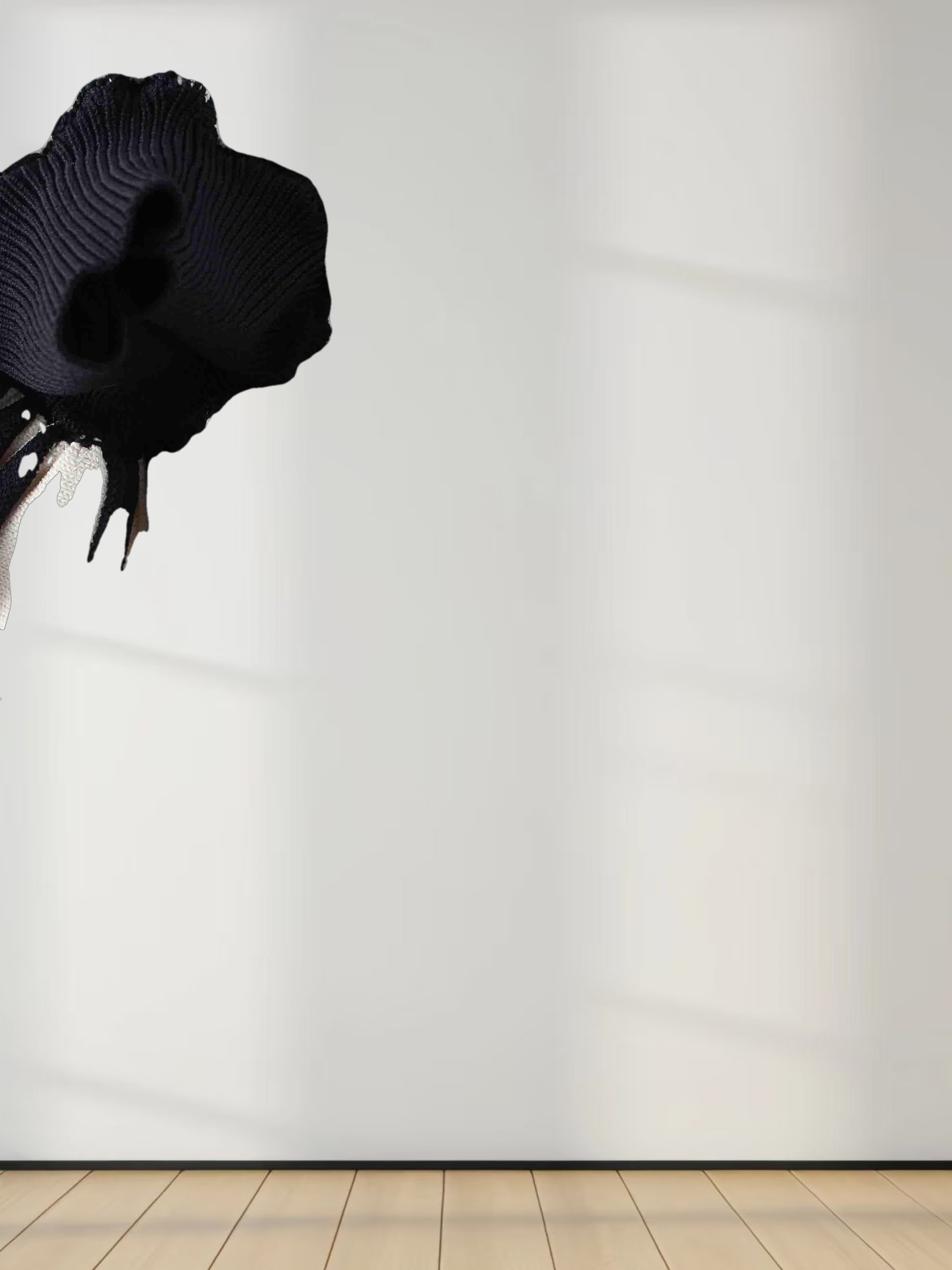 Balloon Sleeve Sweater-Black/Cream