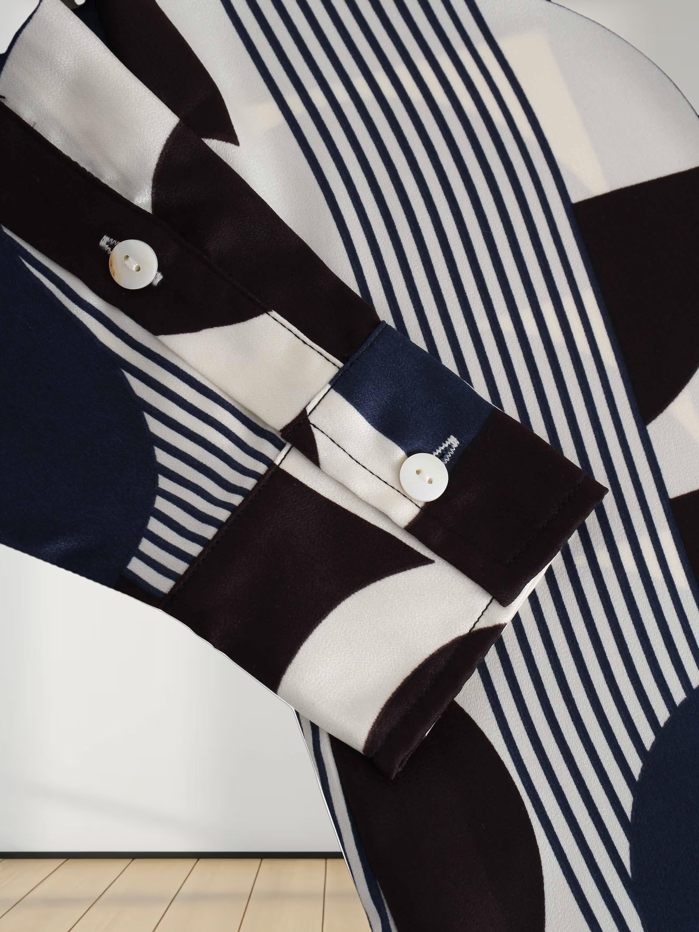 Puff Top Blouse-Geometric Design