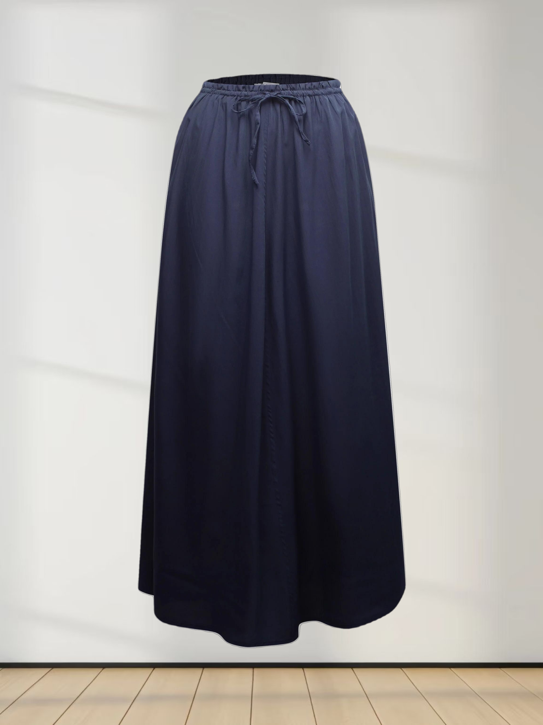 DRAWSTRING RUFFLE SKIRT-NAVY