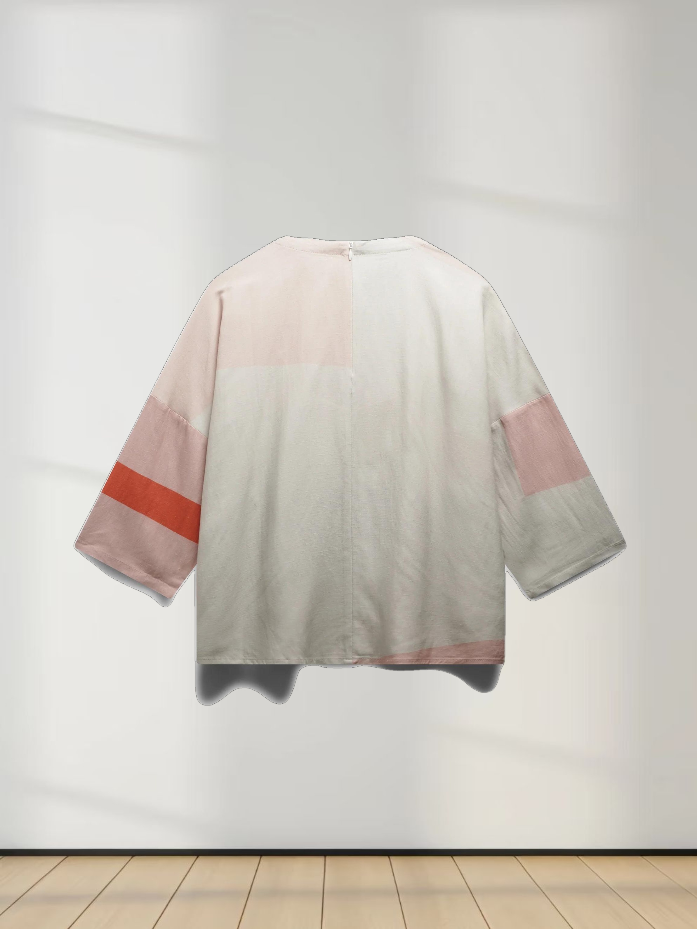 Linen Blend Crop Swing Top-Color Block