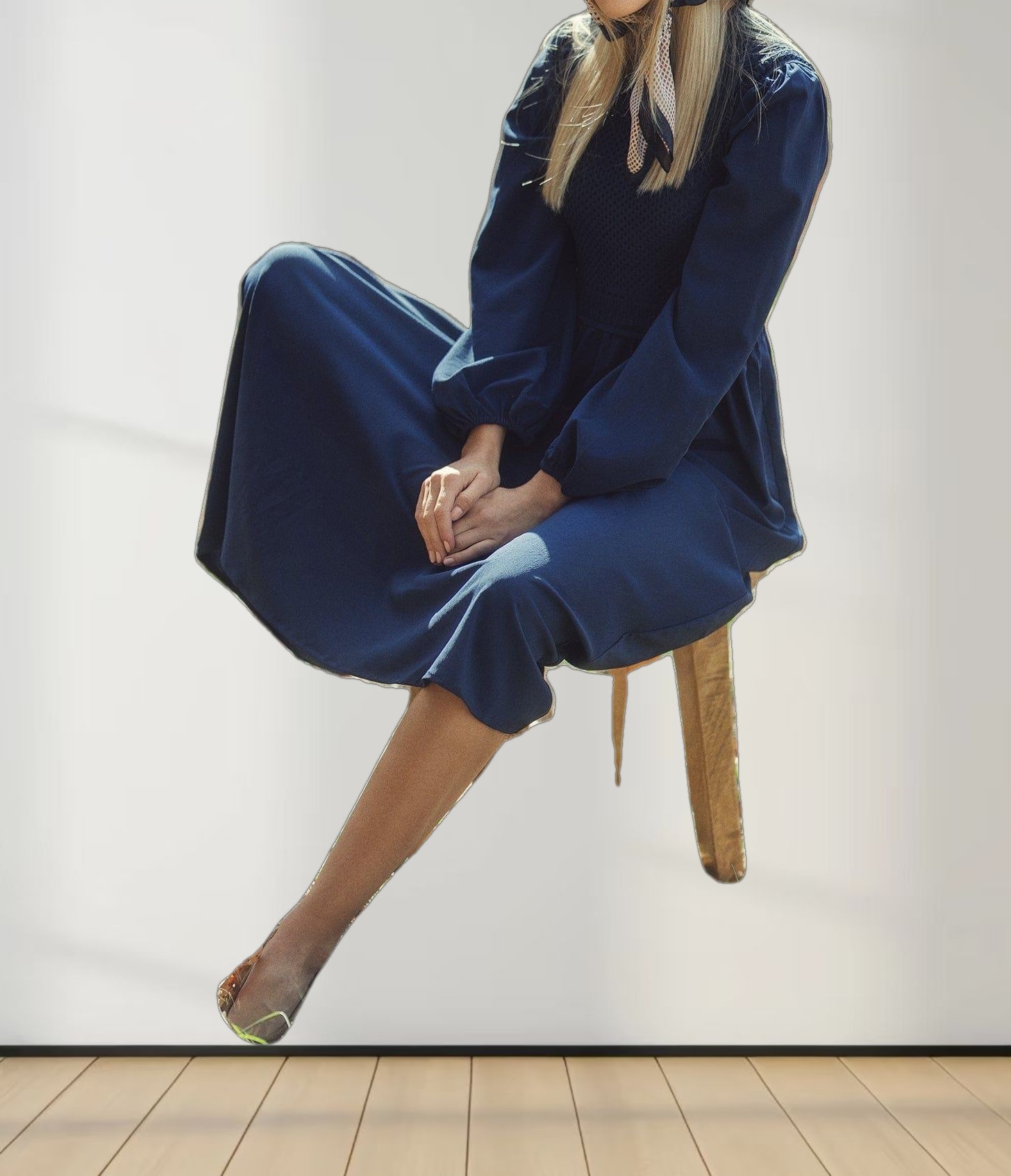 Crochet Top Dress-Navy