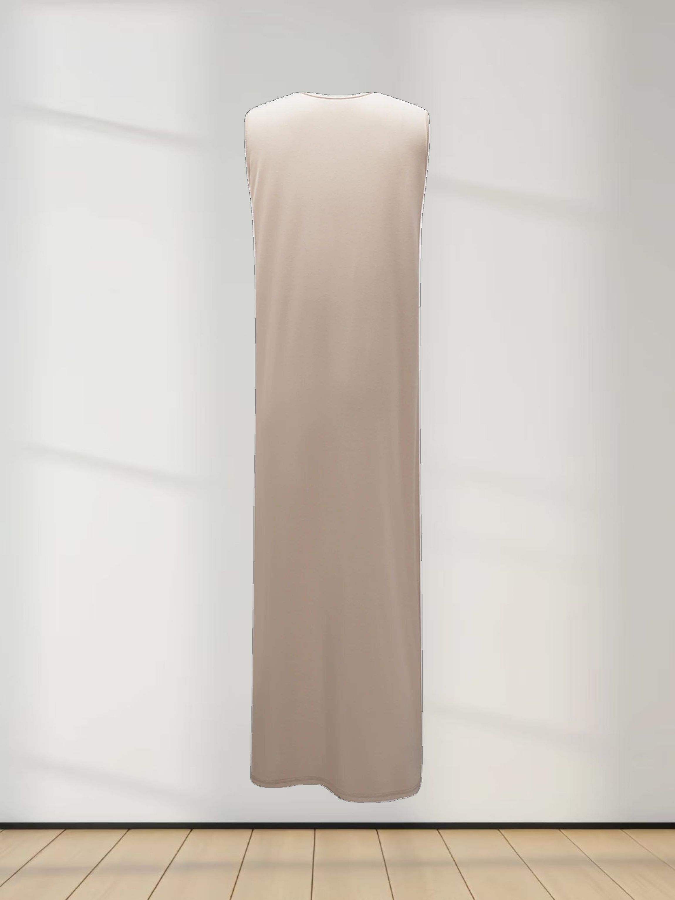 Basic T-Shirt Slip Dress-Tan