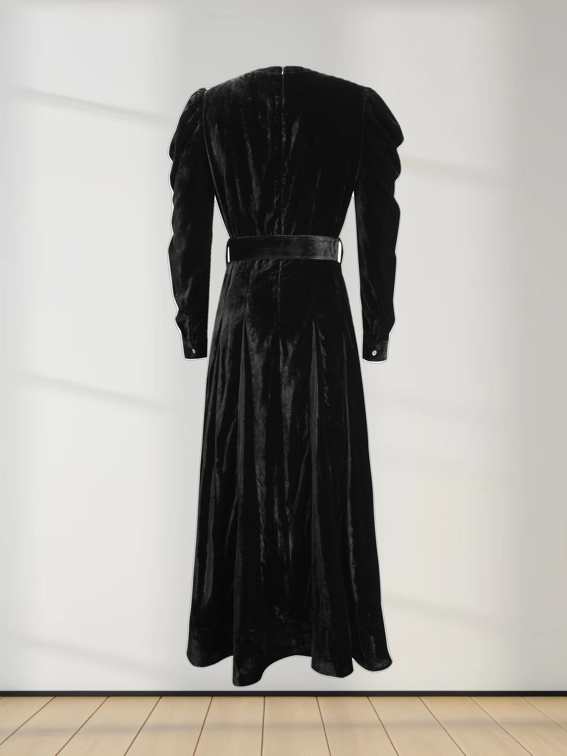 Velvet Flare Dress-Black