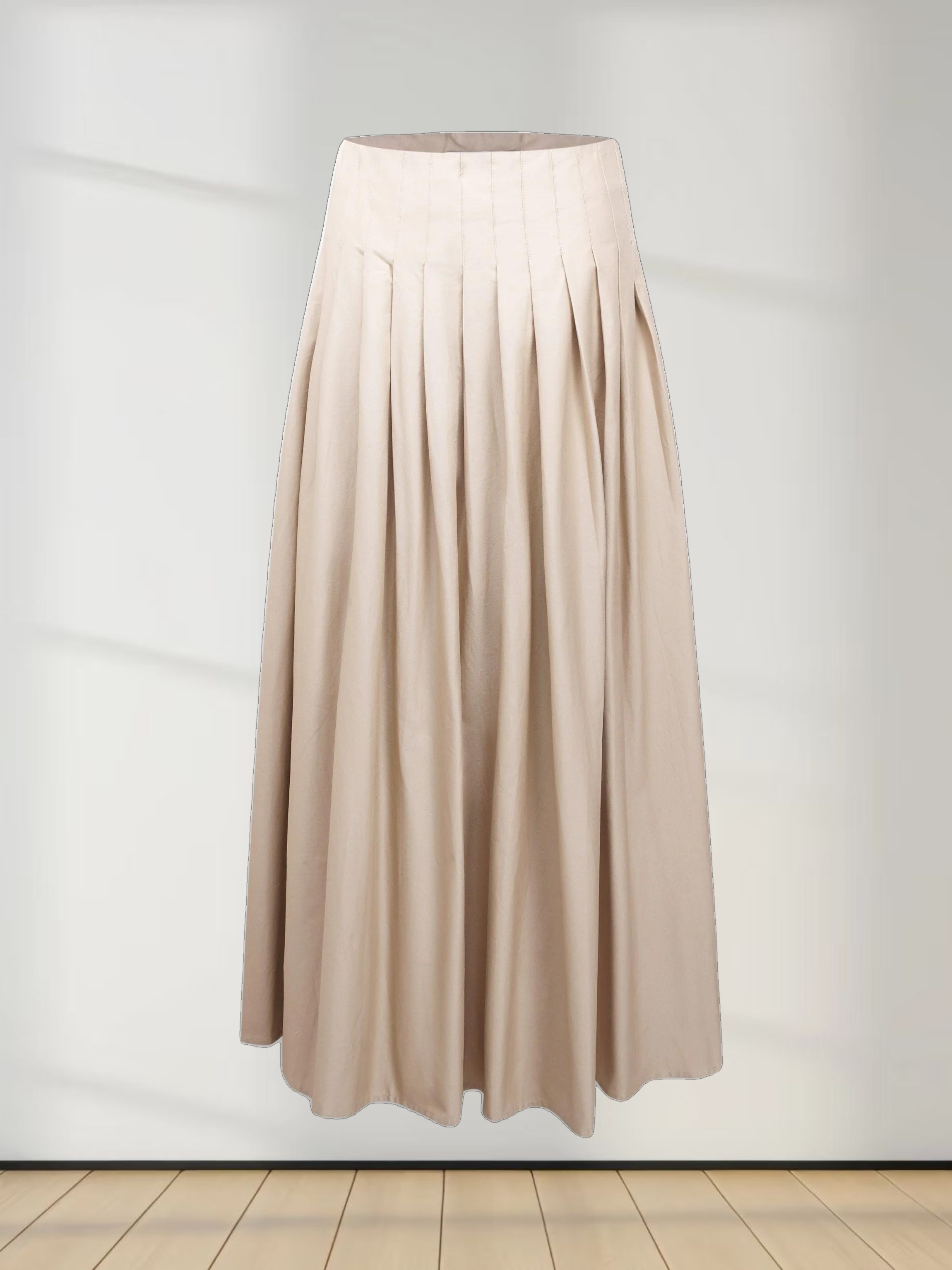 Full Pleated Skirt-Tan