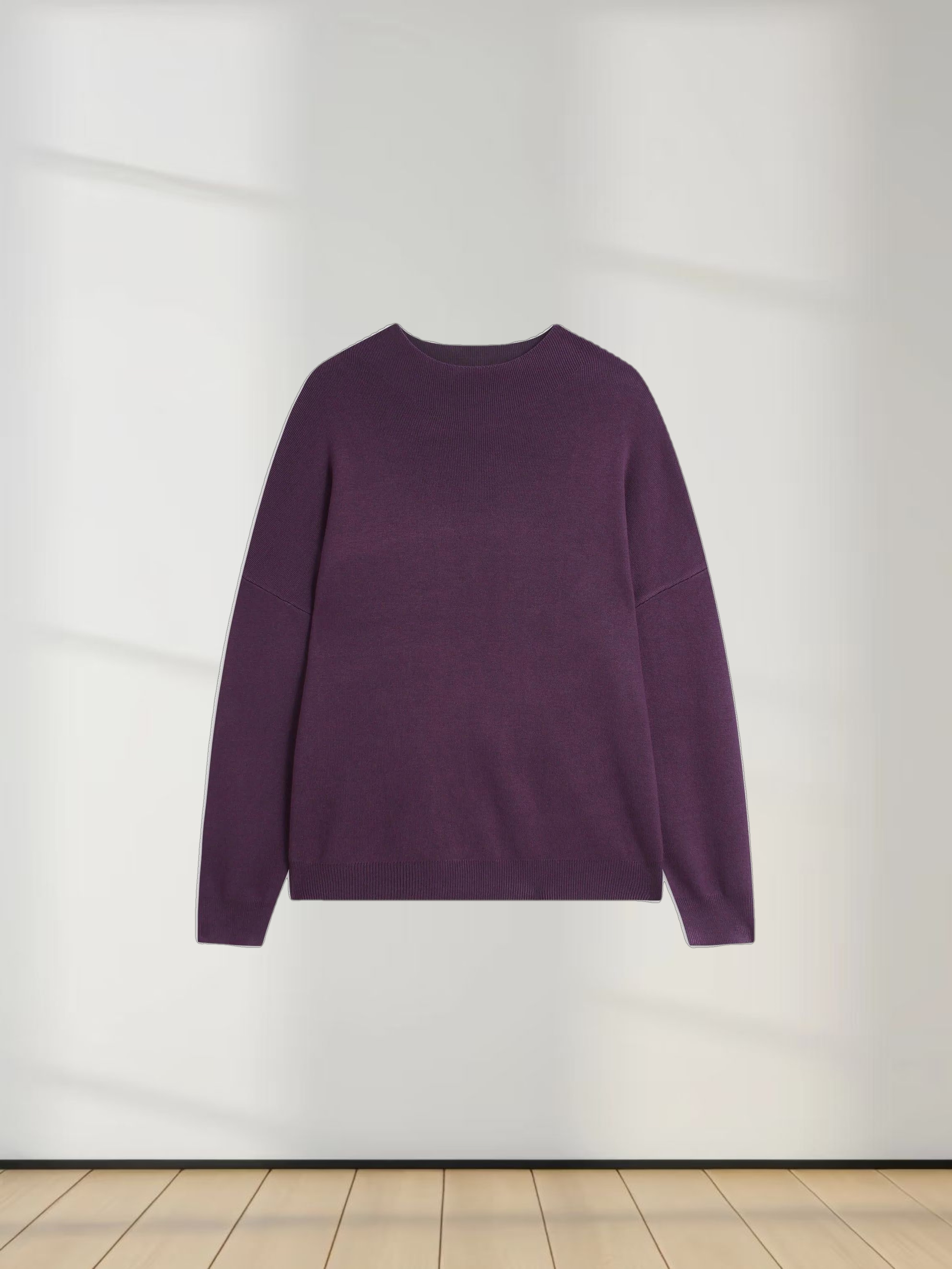 Oversized Soft Knit Sweater-Eggplant